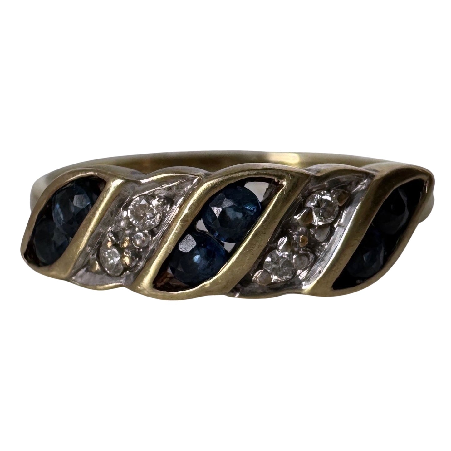 V I N T A G E // in the waves / 14k sapphire and diamond stacking band / size 5.75