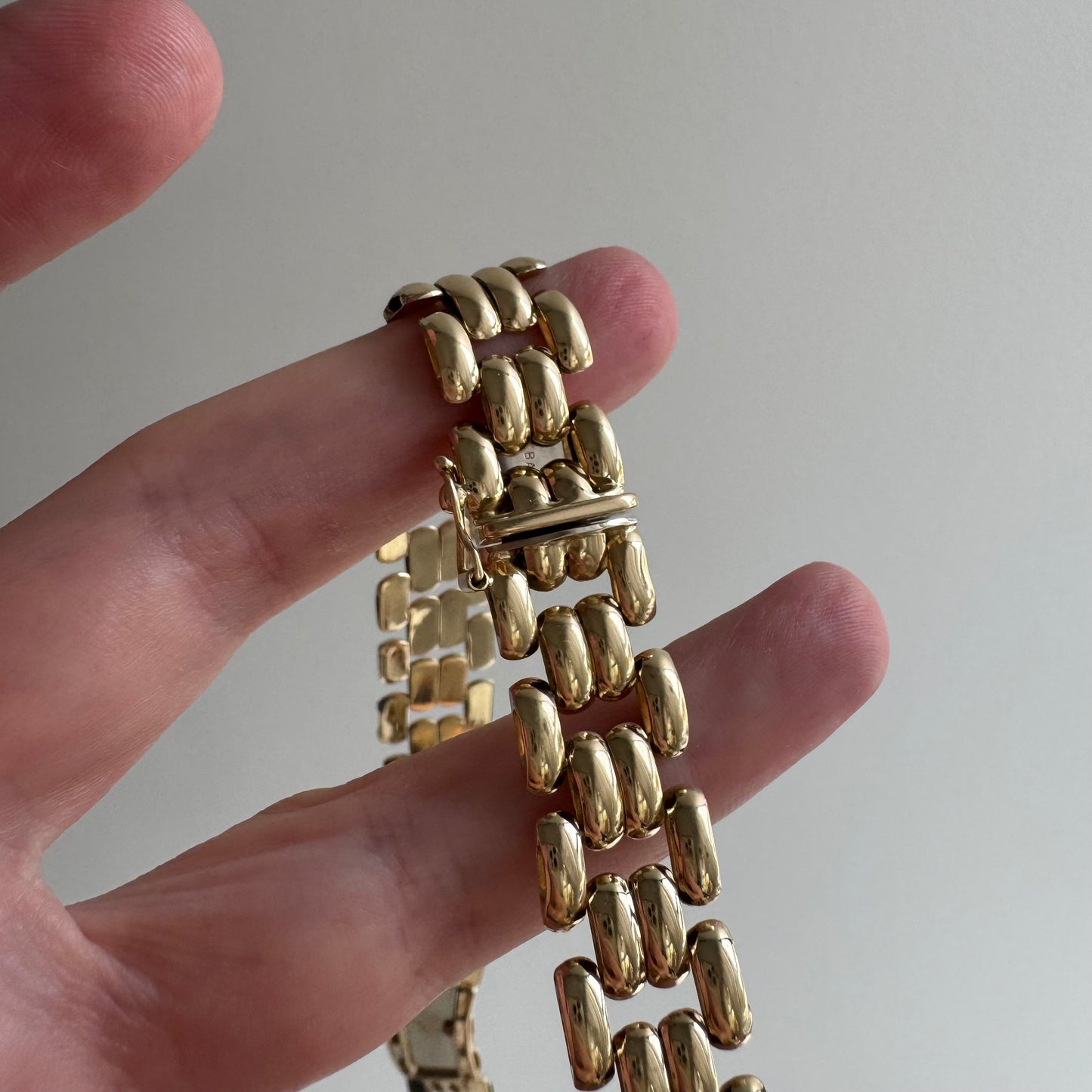 V I N T A G E // gentle strength / 14k panther link panther panel necklace / 18.25", 56.7g