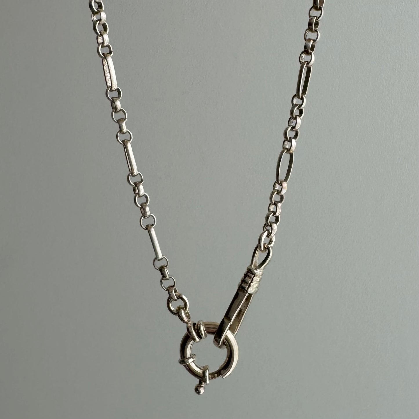 reimagined V I N T A G E // modern day watch chain / re-worked sterling trombone link chain / 16.5", 10.9g