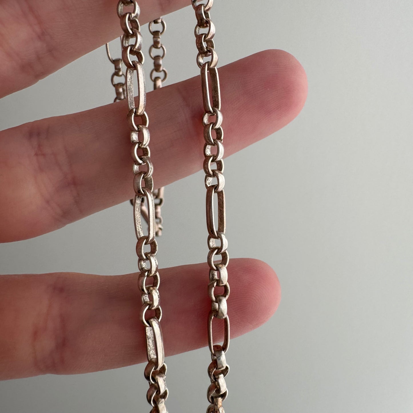 reimagined V I N T A G E // modern day watch chain / re-worked sterling trombone link chain / 16.5", 10.9g