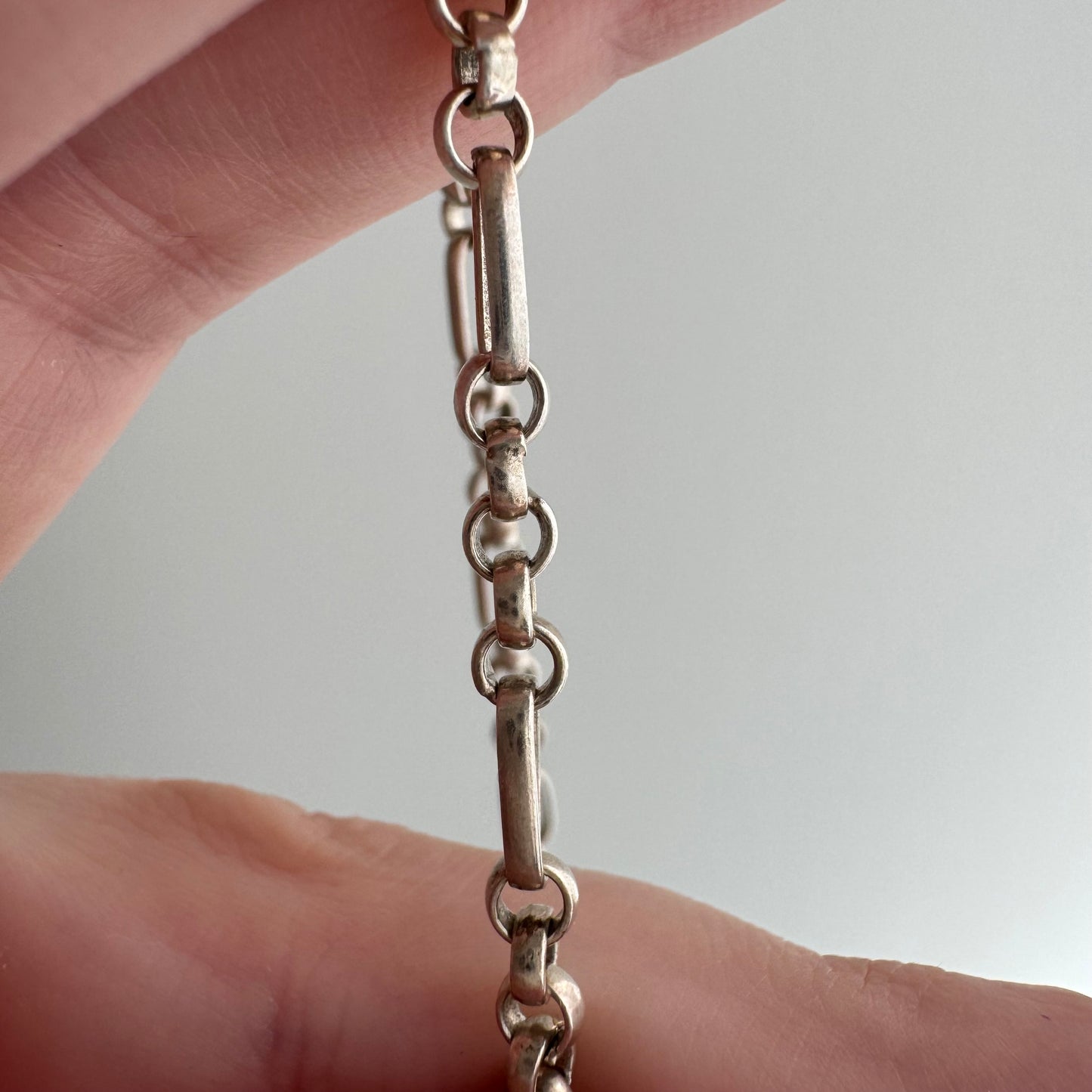 reimagined V I N T A G E // modern day watch chain / re-worked sterling trombone link chain / 16.5", 10.9g