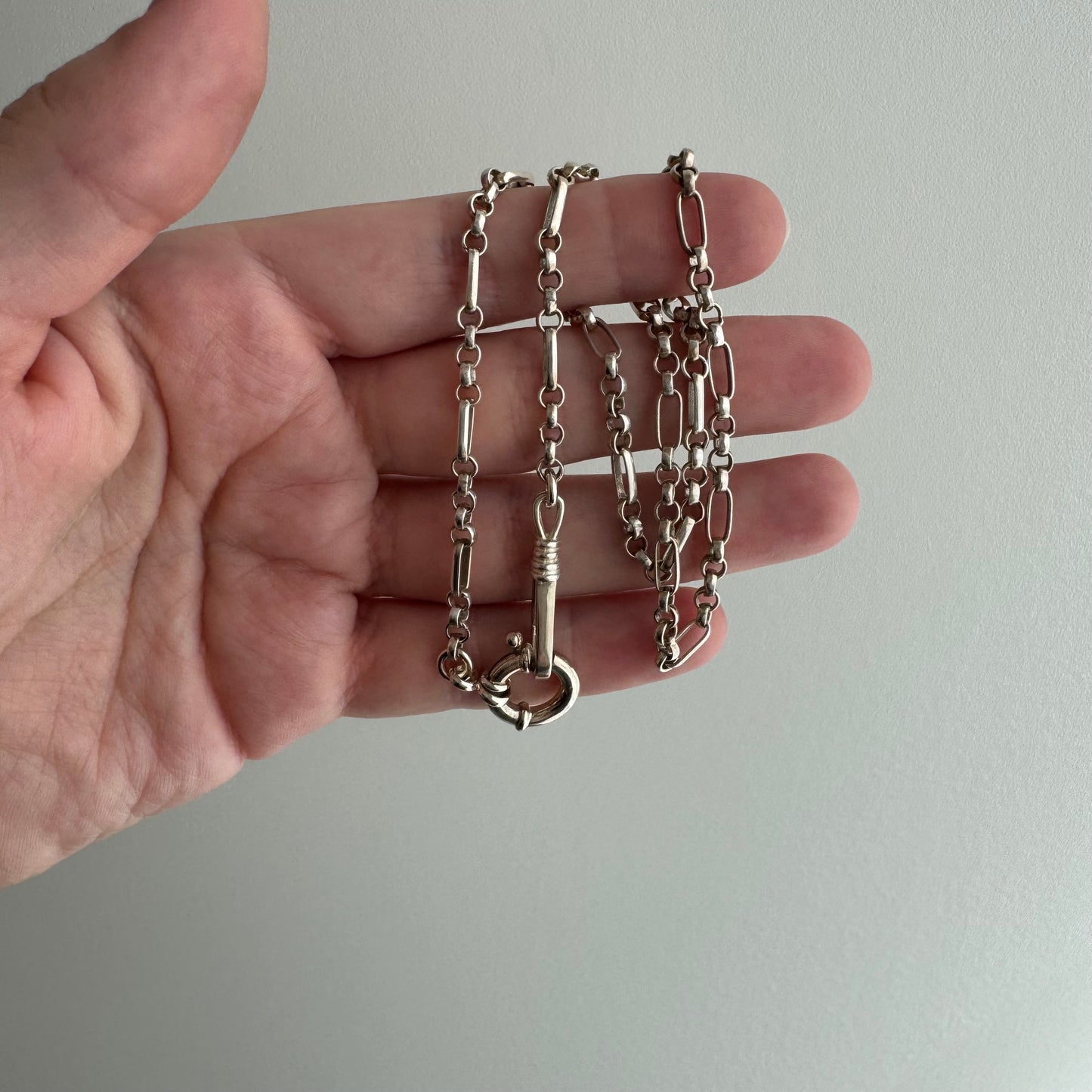 reimagined V I N T A G E // modern day watch chain / re-worked sterling trombone link chain / 16.5", 10.9g