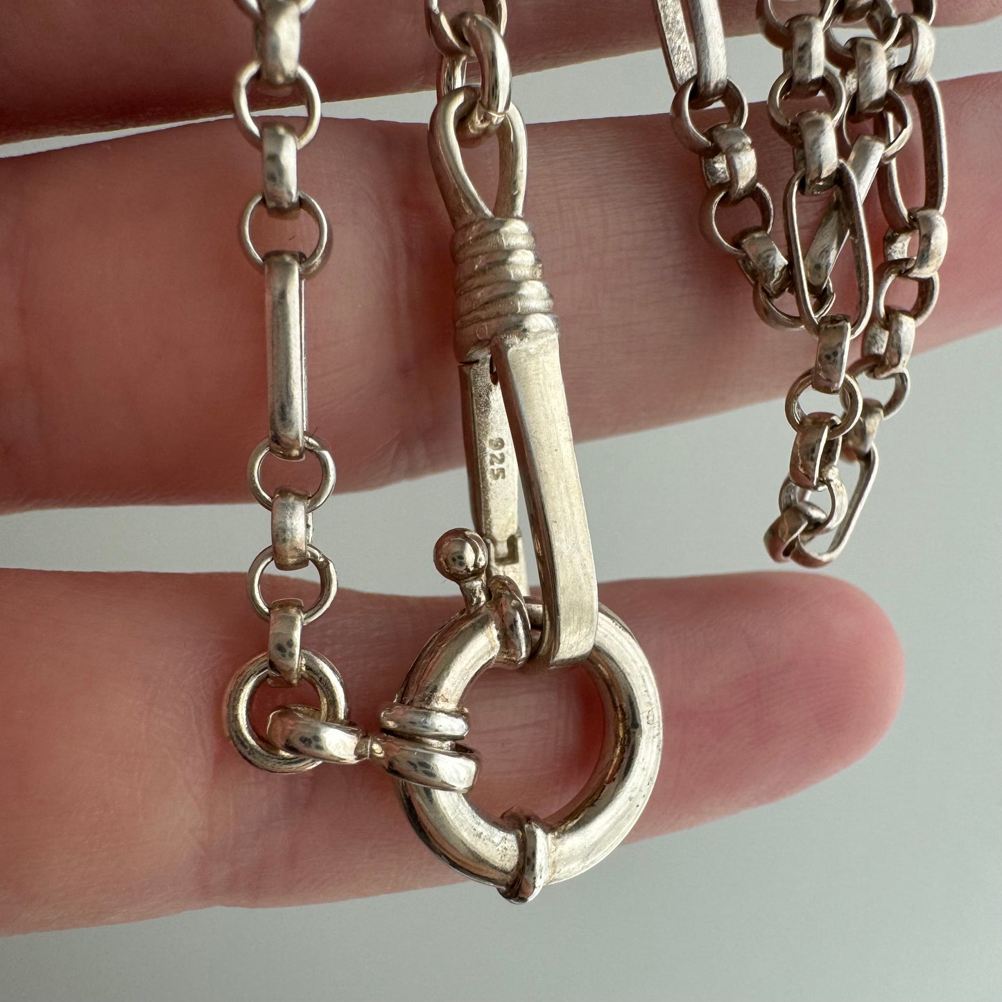 reimagined V I N T A G E // modern day watch chain / re-worked sterling trombone link chain / 16.5", 10.9g