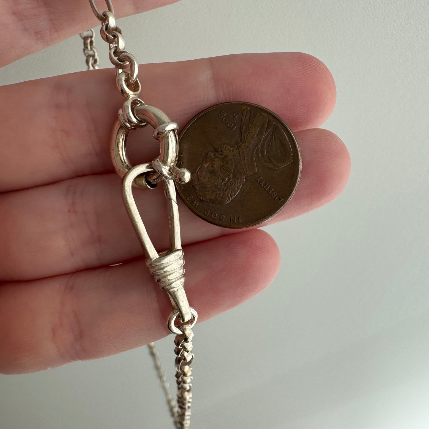 reimagined V I N T A G E // modern day watch chain / re-worked sterling trombone link chain / 16.5", 10.9g