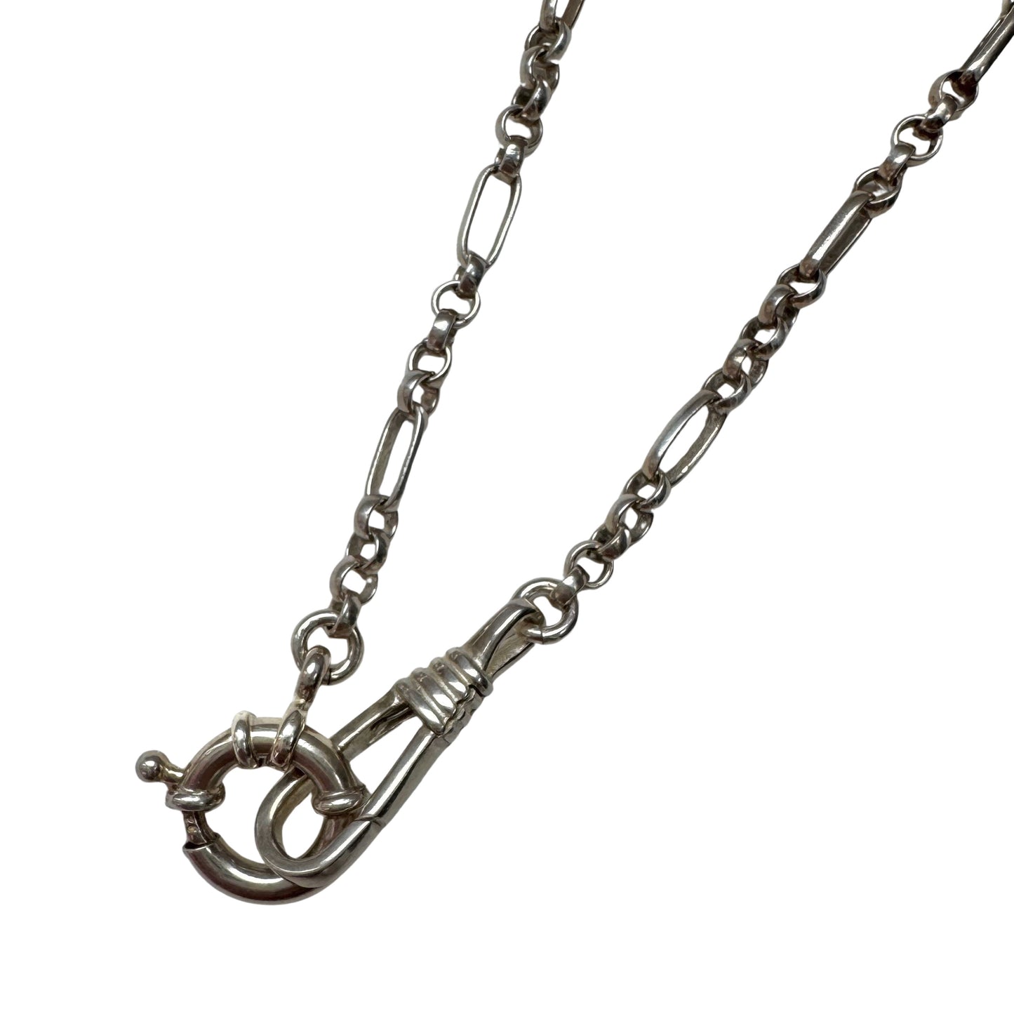 reimagined V I N T A G E // modern day watch chain / re-worked sterling trombone link chain / 16.5", 10.9g
