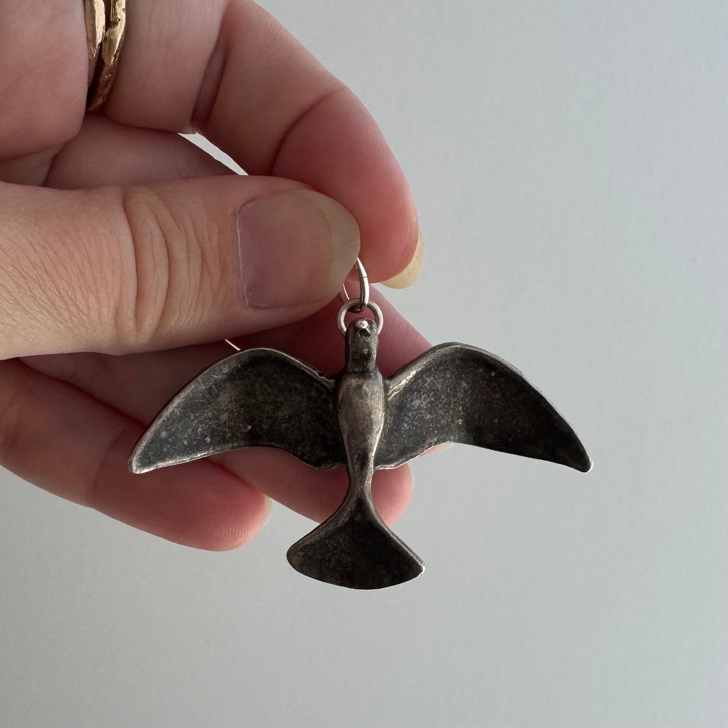 V I N T A G E // wing span / sterling silver fetish style bird / a large pendant