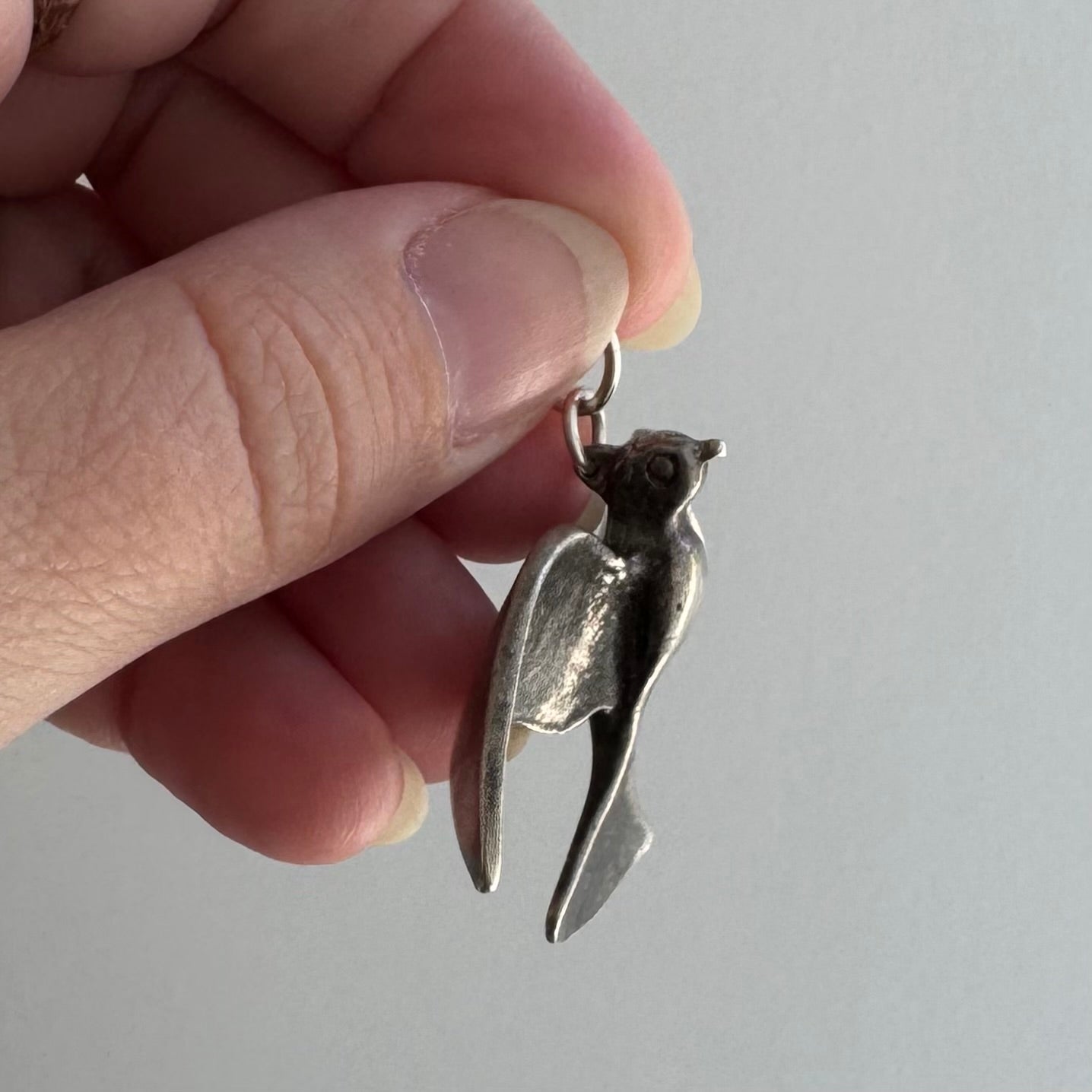 V I N T A G E // wing span / sterling silver fetish style bird / a large pendant