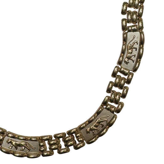 V I N T A G E // gentle strength / 14k panther link panther panel necklace / 18.25", 56.7g