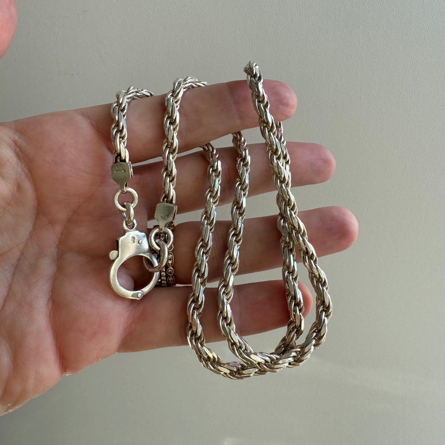 reimagined V I N T A G E // a solid rope / handcuff clasp / sterling silver rope chain  / 21", 35.5g