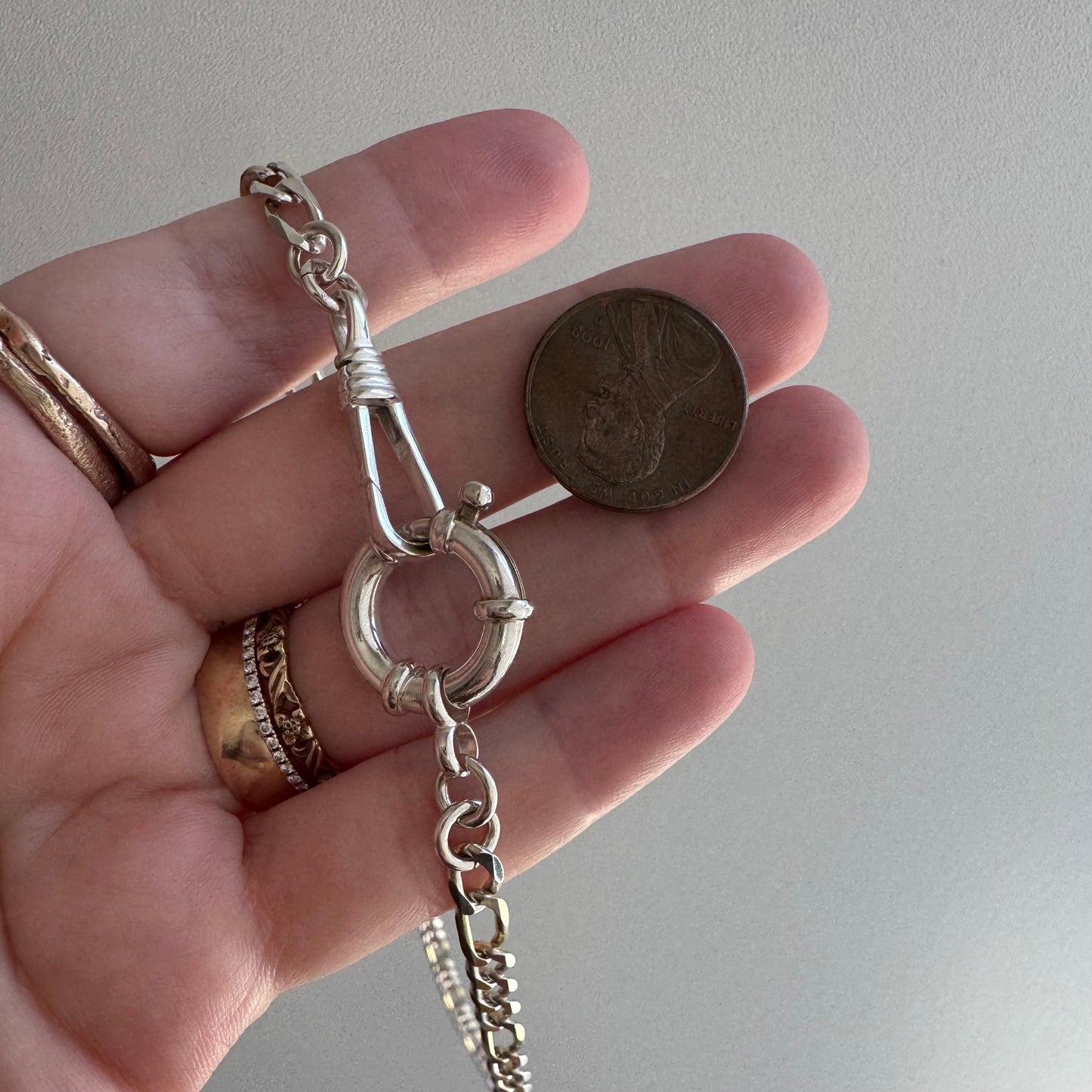 reimagined V I N T A G E // modern day watch chain / re-worked sterling two tone figaro chain / 21.25", 19.5g