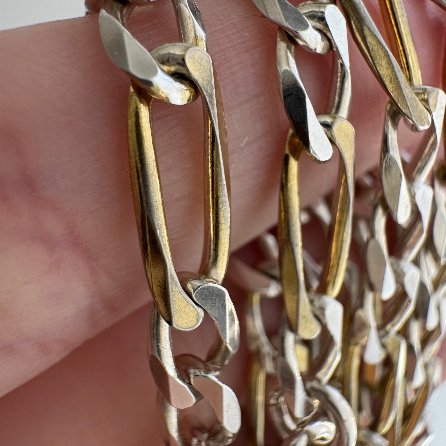 reimagined V I N T A G E // modern day watch chain / re-worked sterling two tone figaro chain / 21.25", 19.5g