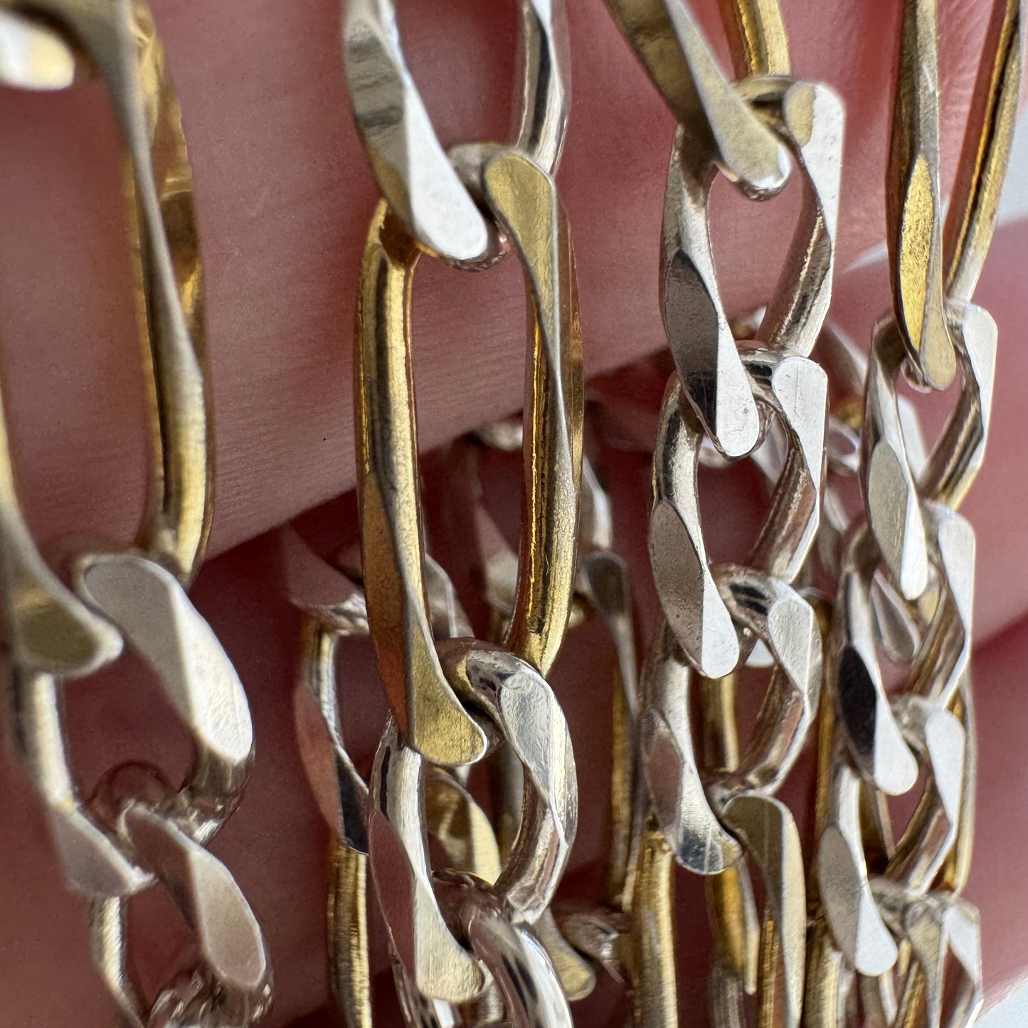 reimagined V I N T A G E // modern day watch chain / re-worked sterling two tone figaro chain / 21.25", 19.5g