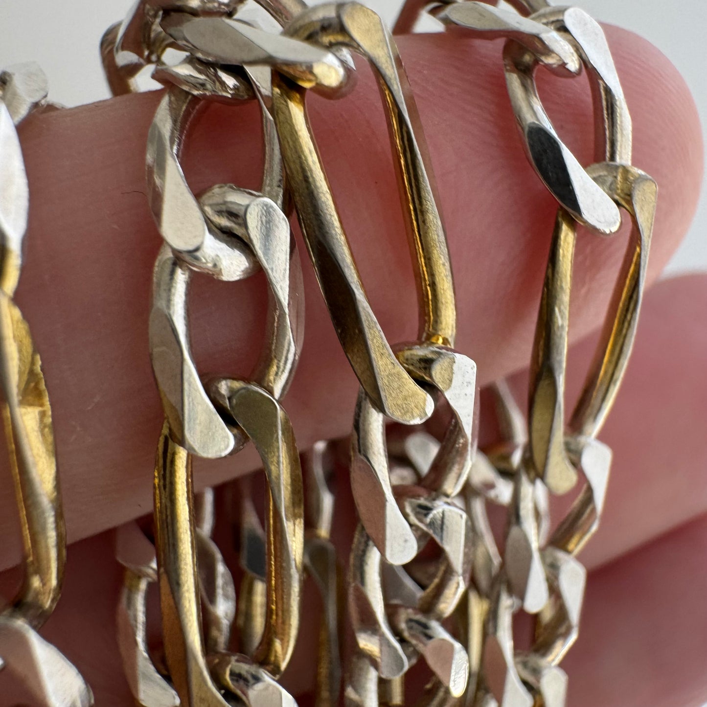 reimagined V I N T A G E // modern day watch chain / re-worked sterling two tone figaro chain / 21.25", 19.5g