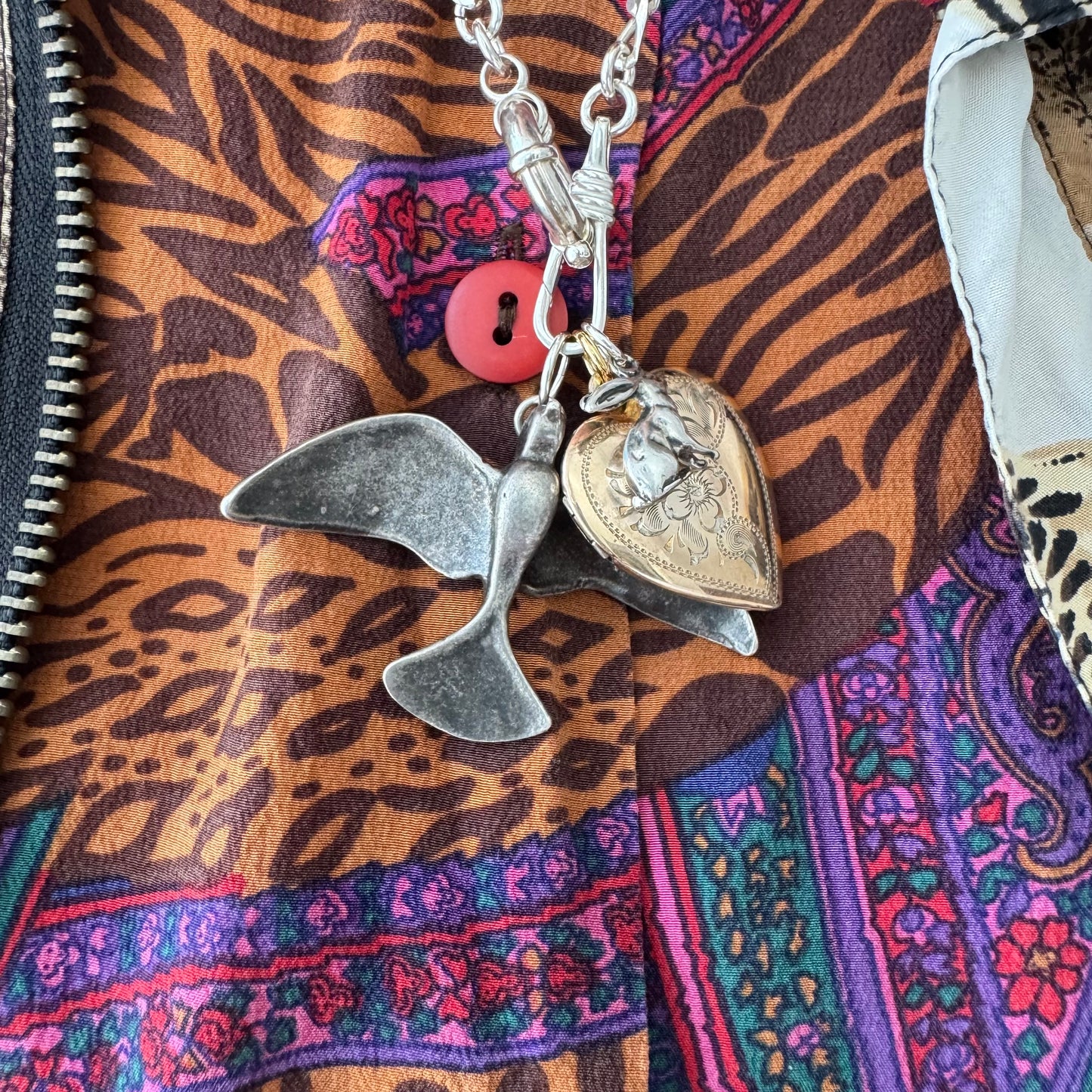 V I N T A G E // wing span / sterling silver fetish style bird / a large pendant