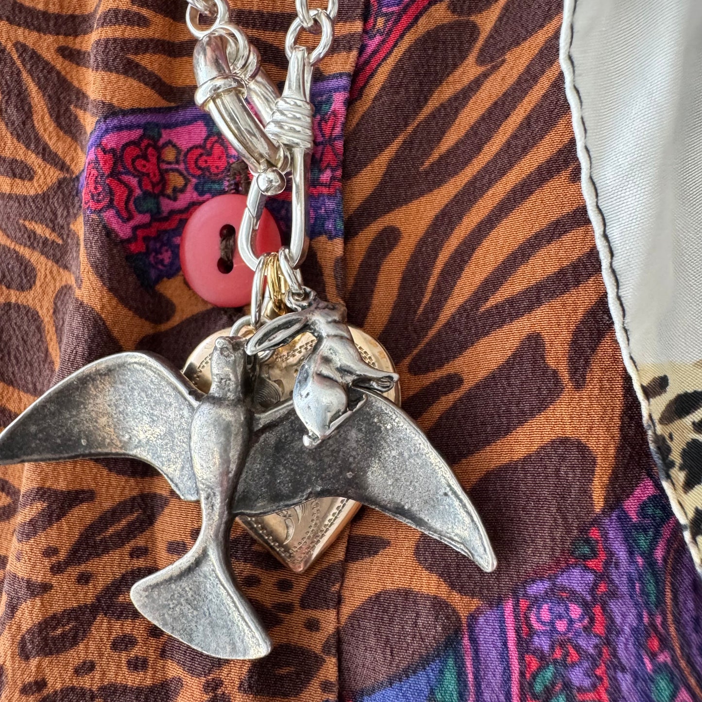 V I N T A G E // wing span / sterling silver fetish style bird / a large pendant