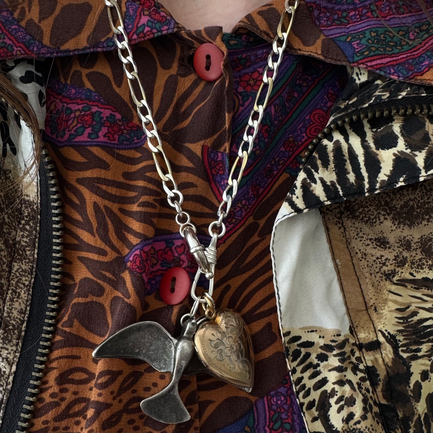 reimagined V I N T A G E // modern day watch chain / re-worked sterling two tone figaro chain / 21.25", 19.5g