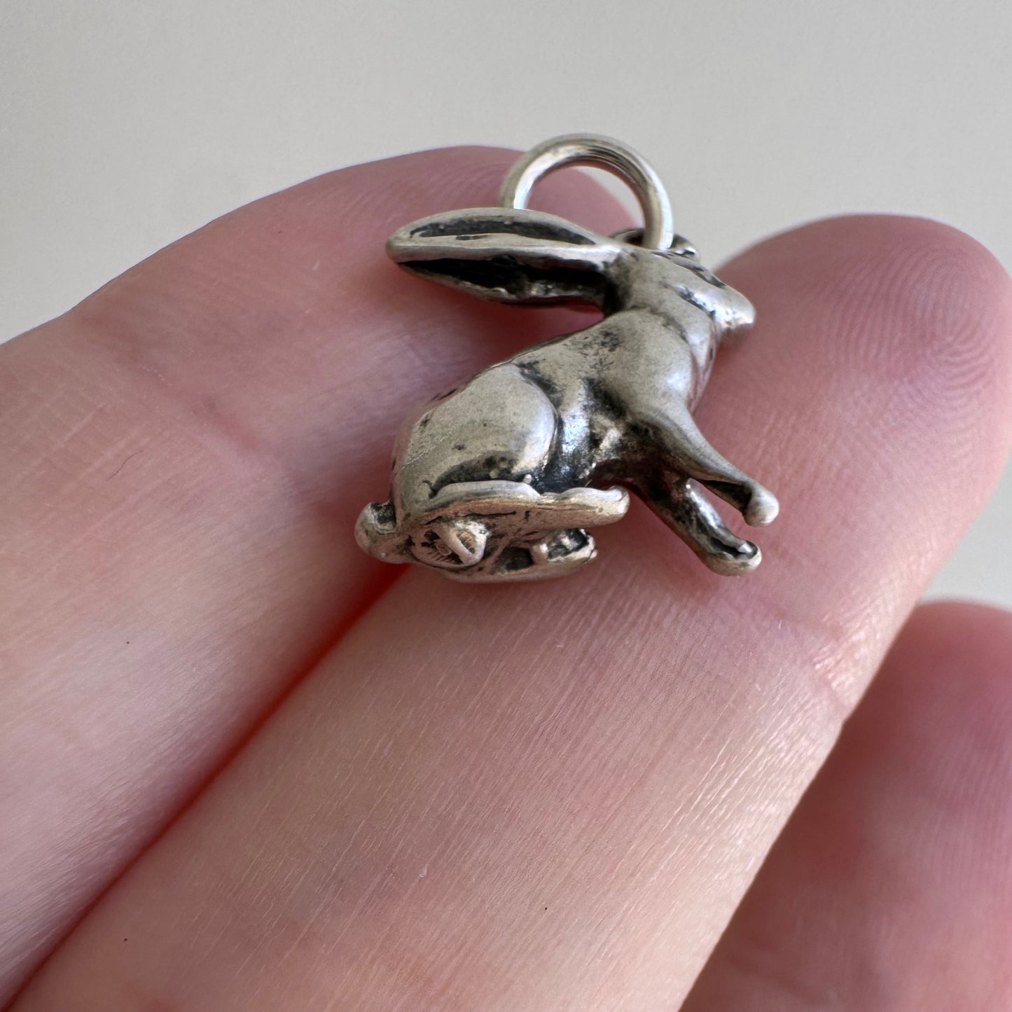 V I N T A G E // lucky rabbit / sterling silver adorable 3d bunny / a pendant