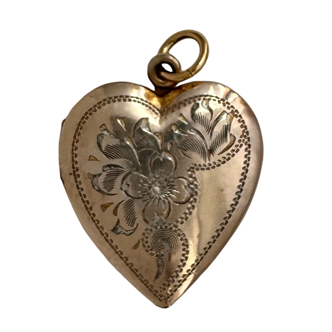 V I N T A G E // retro forget me not / 1940s 10k GF over sterling silver heart locket / a pendant