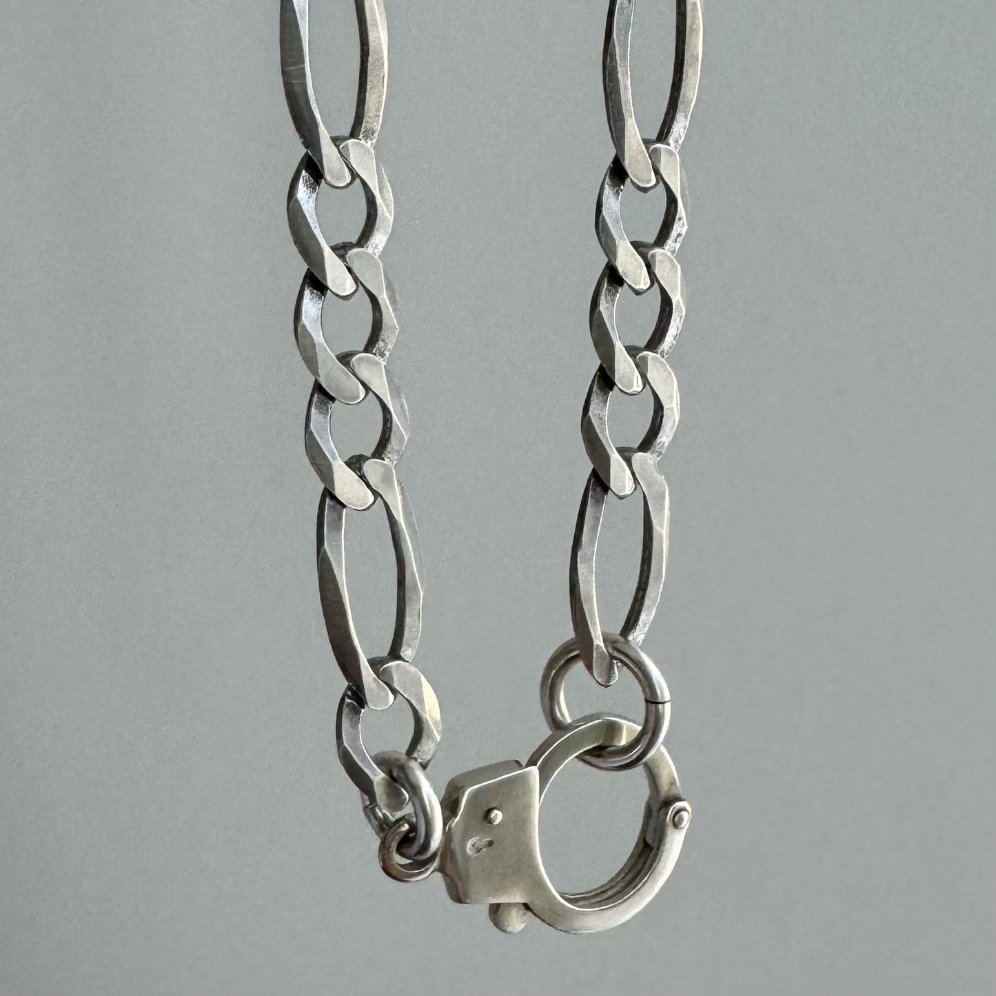 reimagined V I N T A G E // handcuff clasp / re-worked sterling silver figaro chain necklace / 23.75", 26.1g