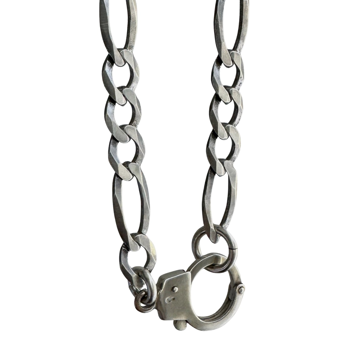 reimagined V I N T A G E // handcuff clasp / re-worked sterling silver figaro chain necklace / 23.75", 26.1g