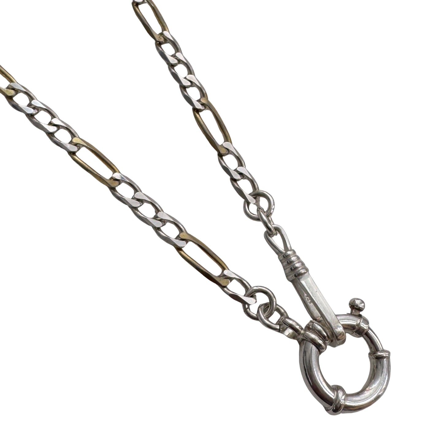 reimagined V I N T A G E // modern day watch chain / re-worked sterling two tone figaro chain / 21.25", 19.5g