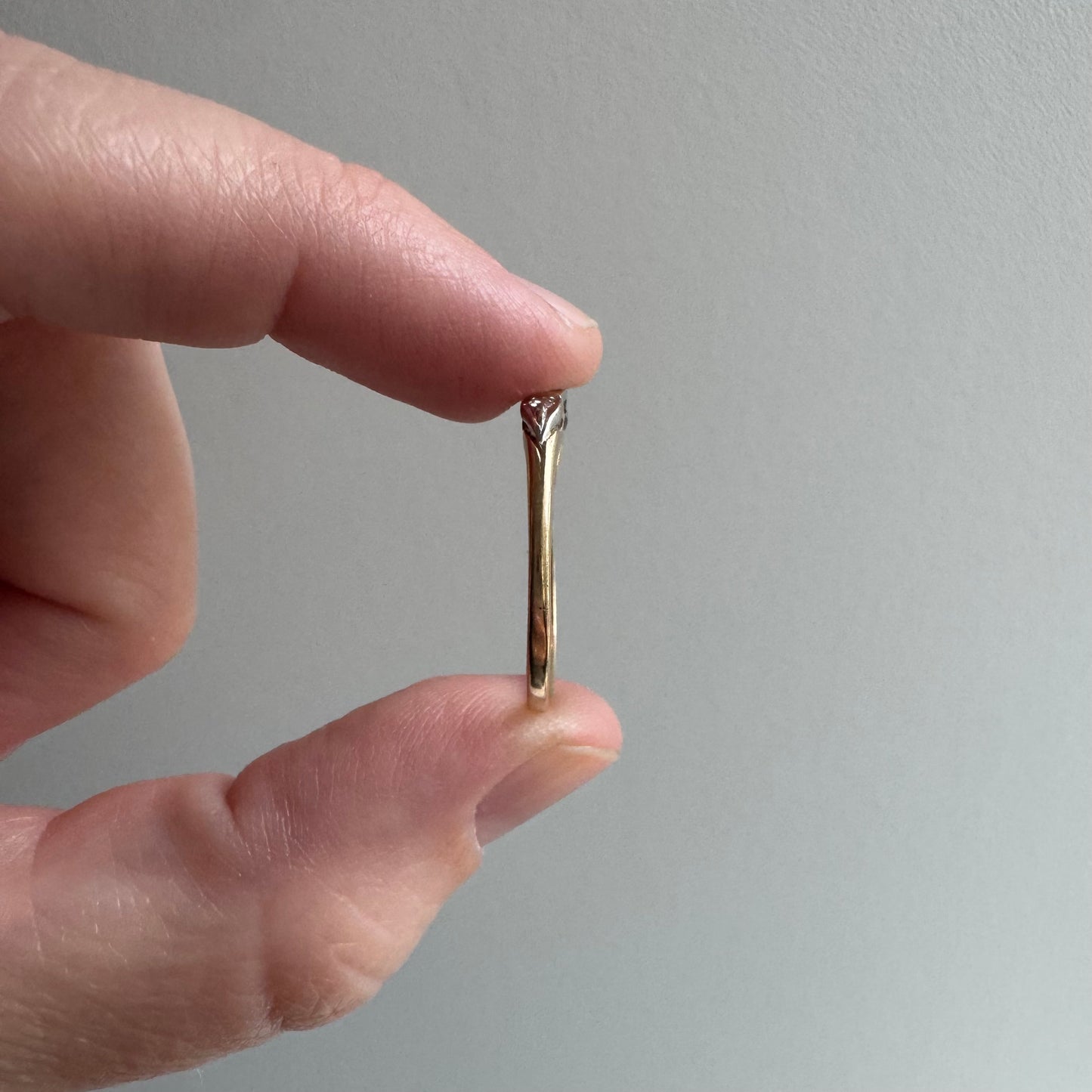 V I N T A G E // single cut glow / 14k yellow and white gold four stone diamond stacking band / size 8.75