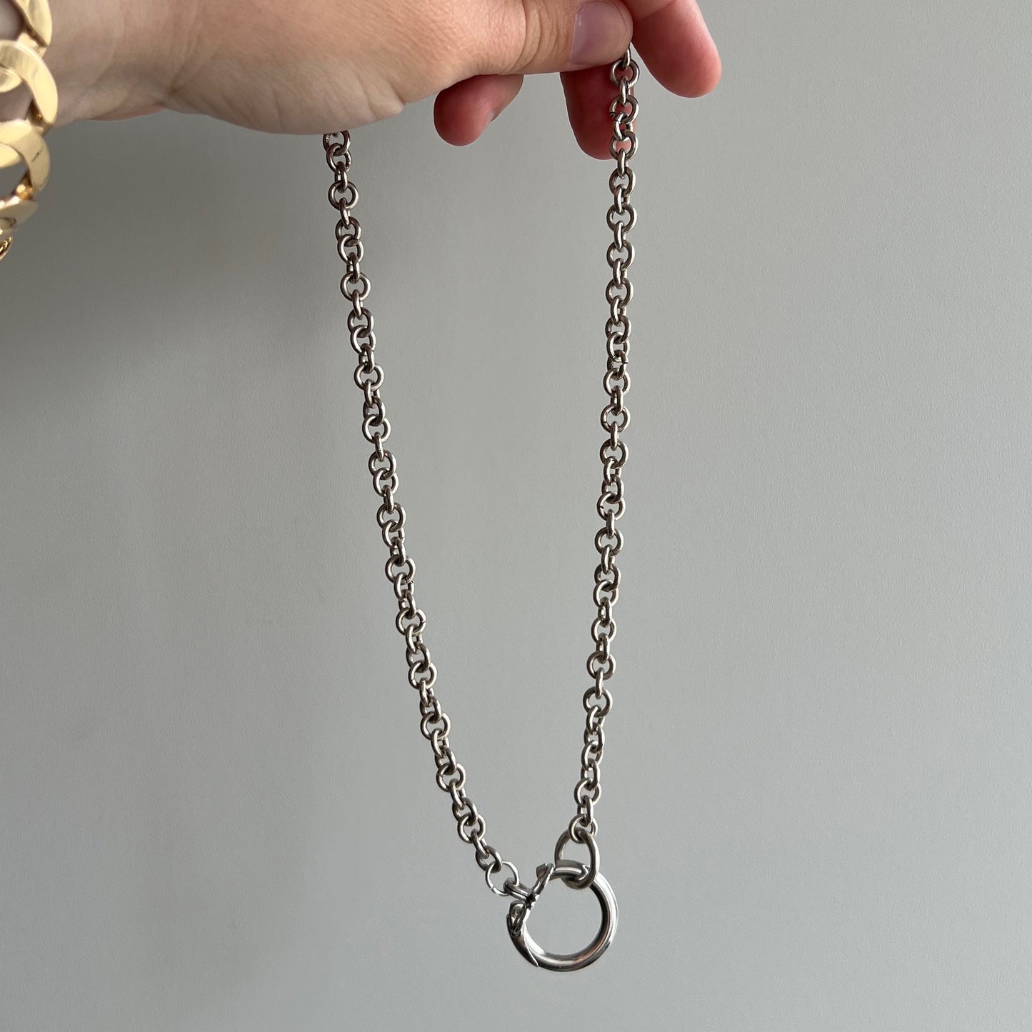 reimagined V I N T A G E // sterling silver cable chain with charm connector clasp / almost 17"
