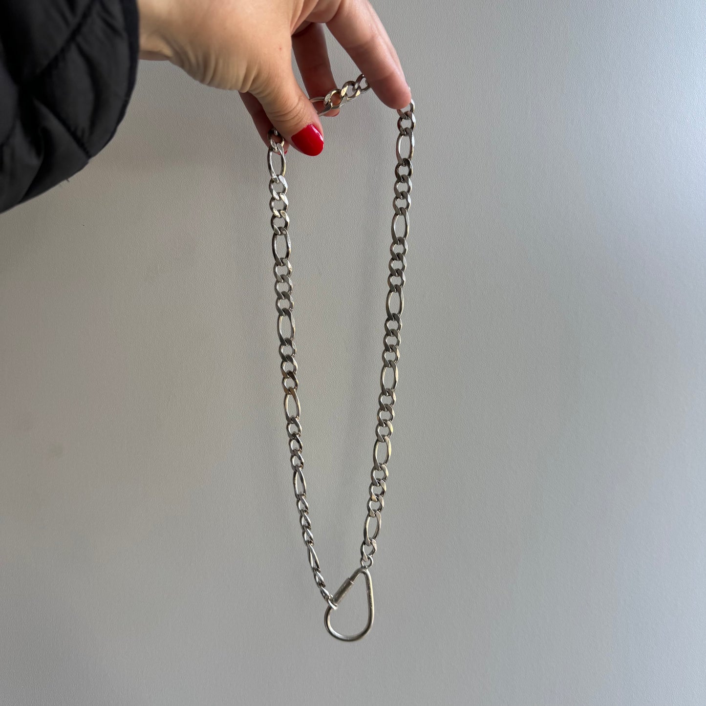 reimagined V I N T A G E // connected possibilities / sterling silver figaro necklace chain with a charm holder clasp / 22", 54.5g