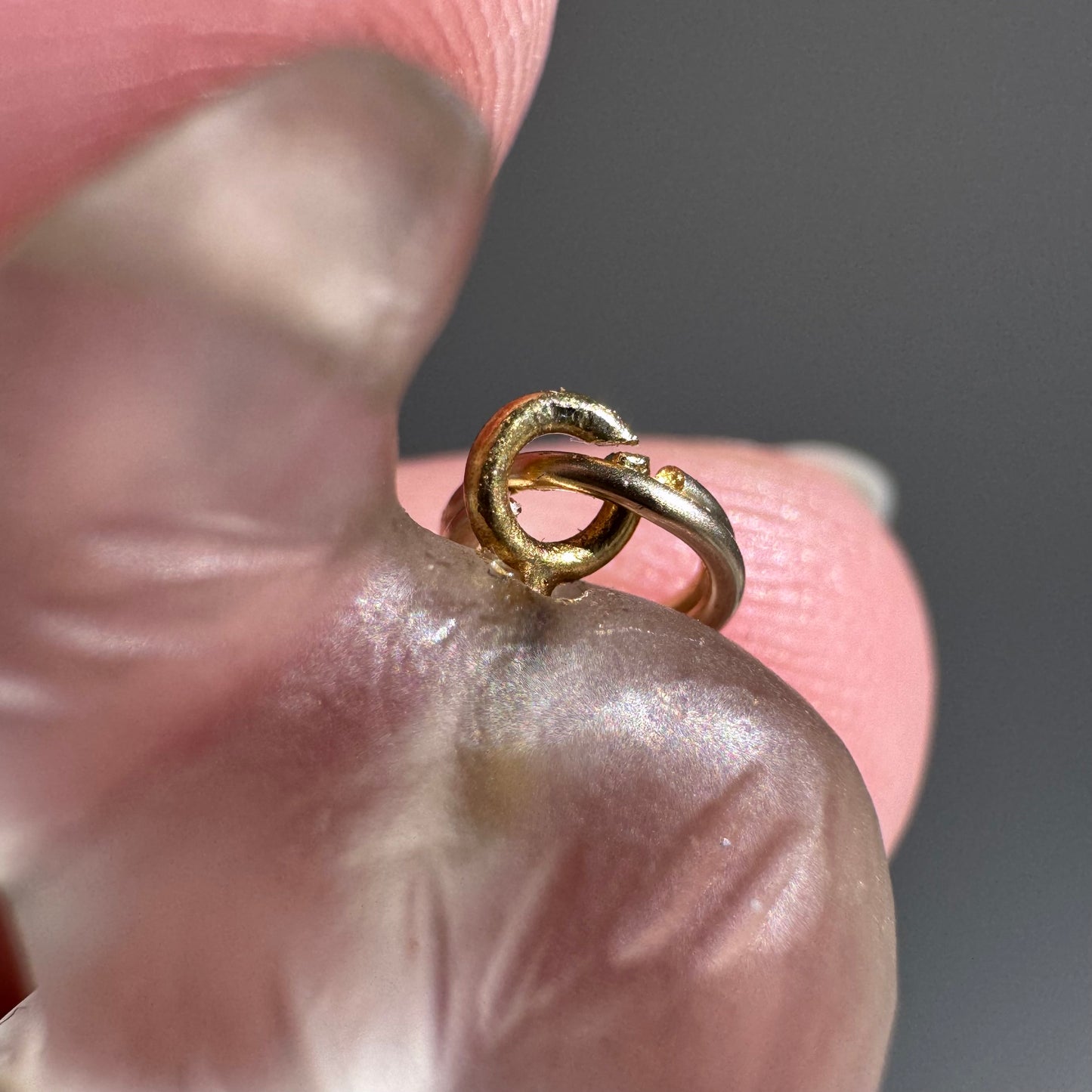 V I N T A G E // sweetest bunny / 14k yellow gold and carved rock crystal seated rabbit / a pendant