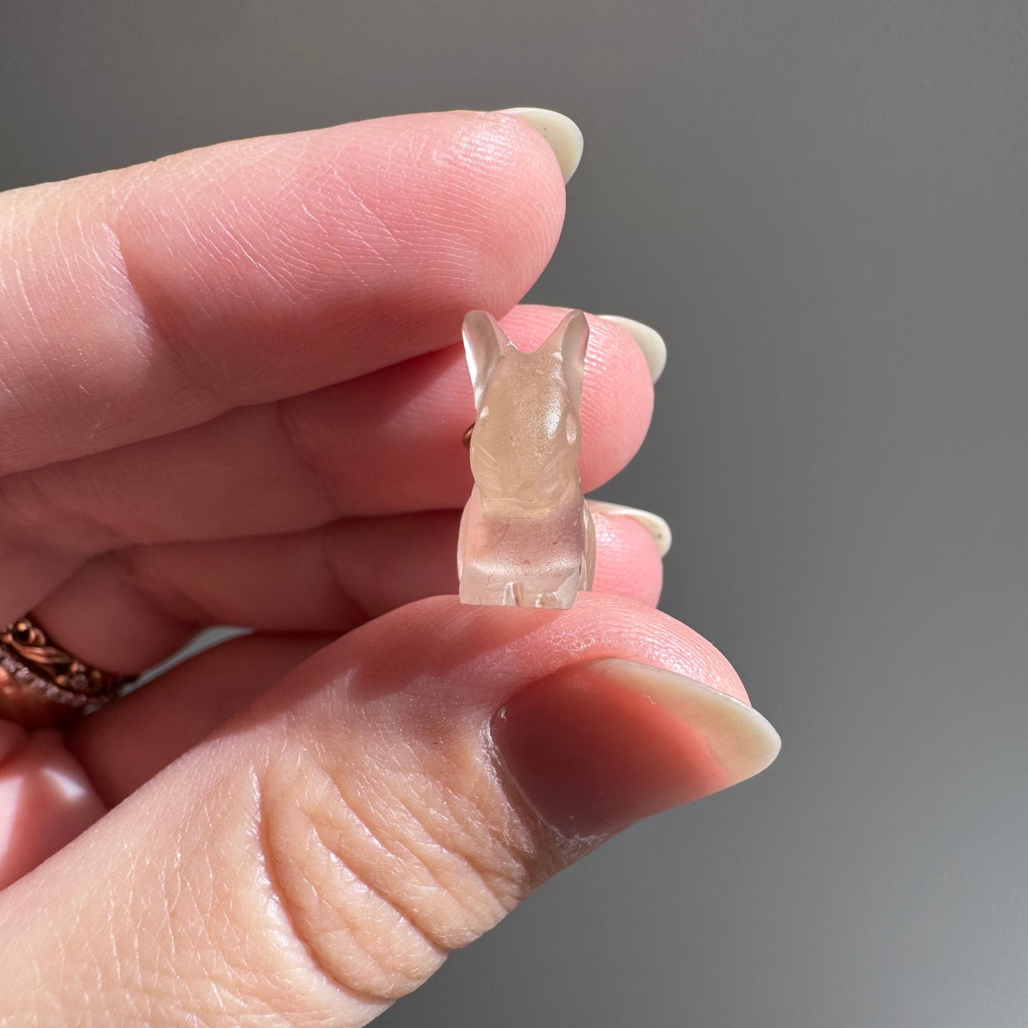 V I N T A G E // sweetest bunny / 14k yellow gold and carved rock crystal seated rabbit / a pendant