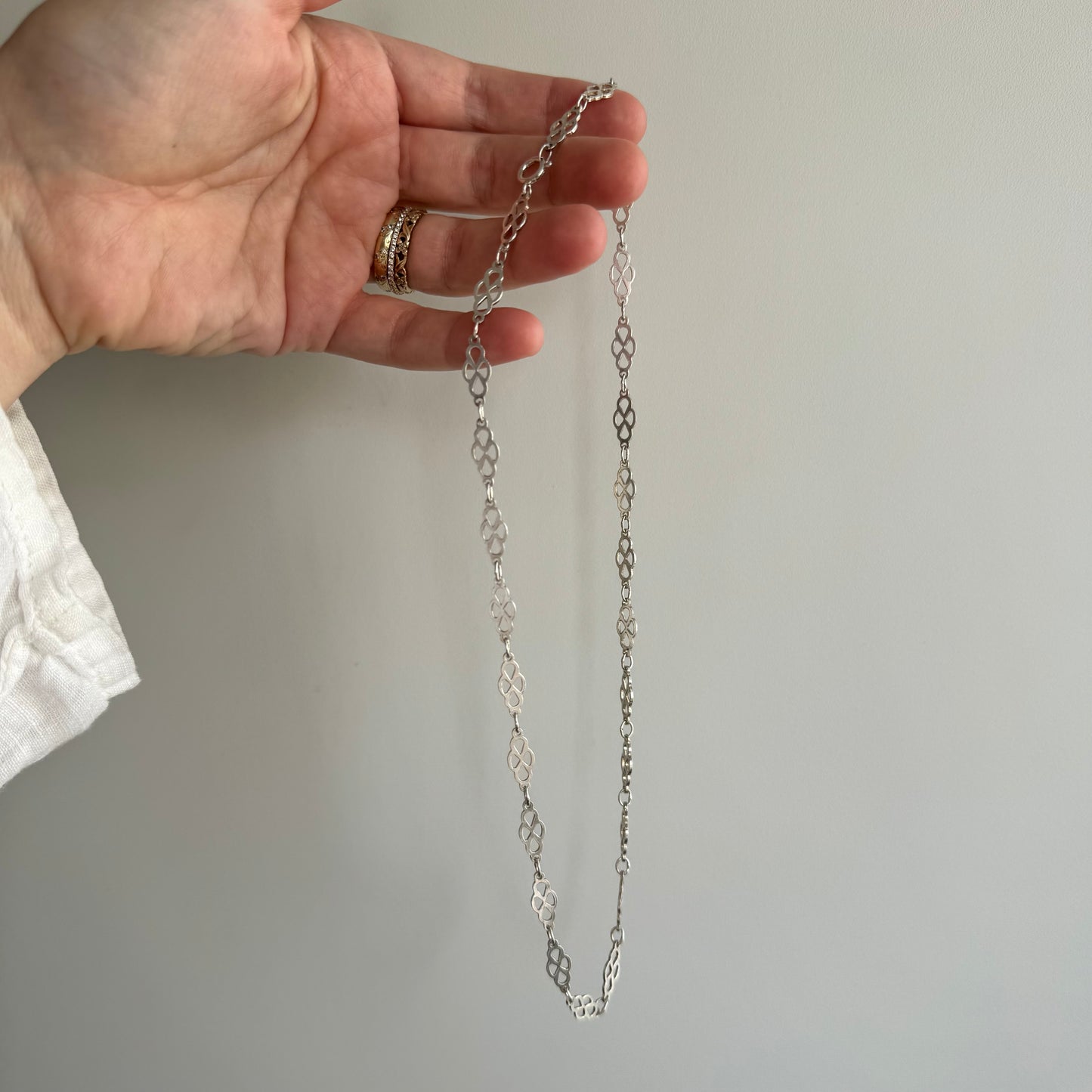 V I N T A G E // daisy chain / sterling silver fancy link chain / 18", 7g