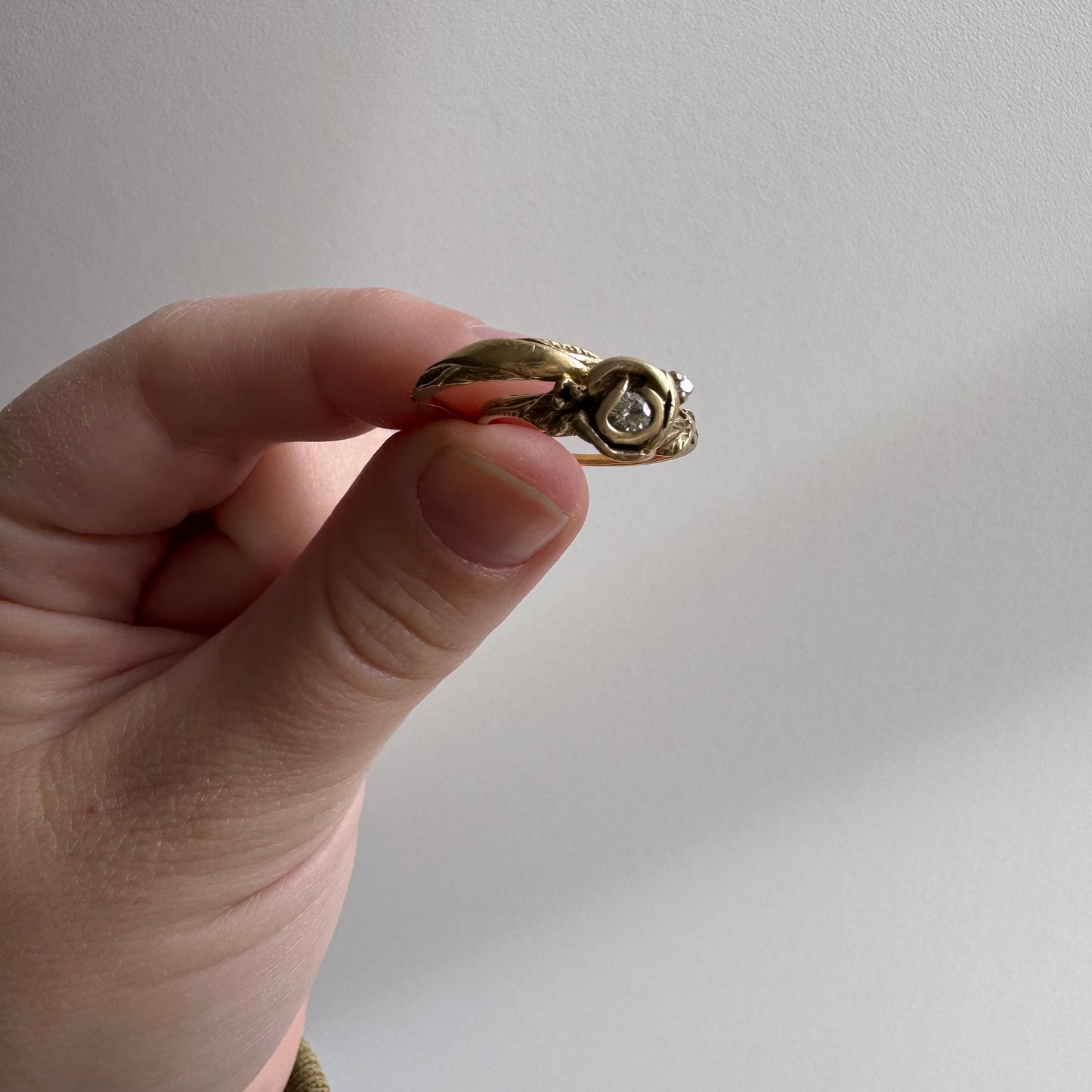 V I N T A G E // blooming love / 14k art nouveau inspired floral wedding set / size 5.25