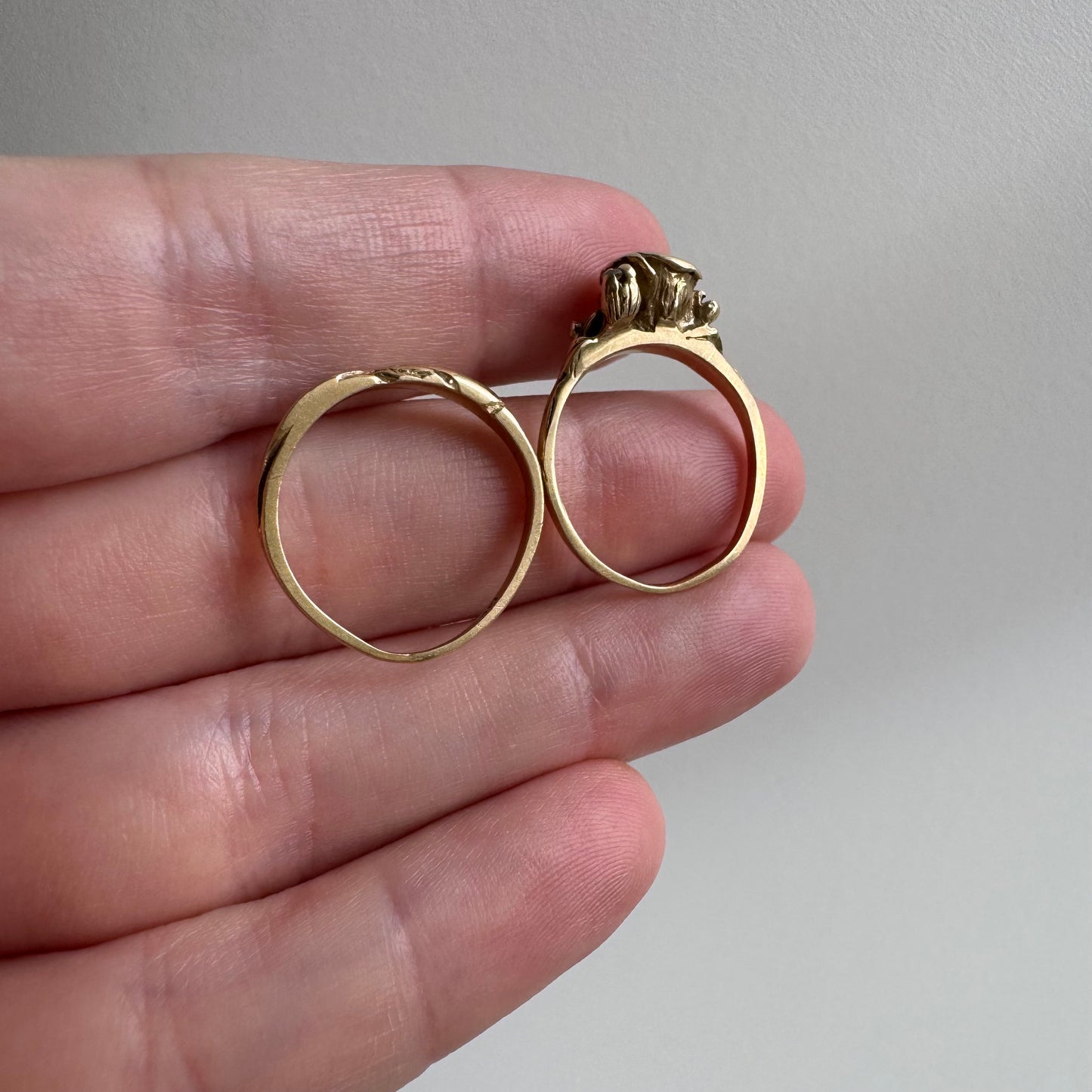 V I N T A G E // blooming love / 14k art nouveau inspired floral wedding set / size 5.25