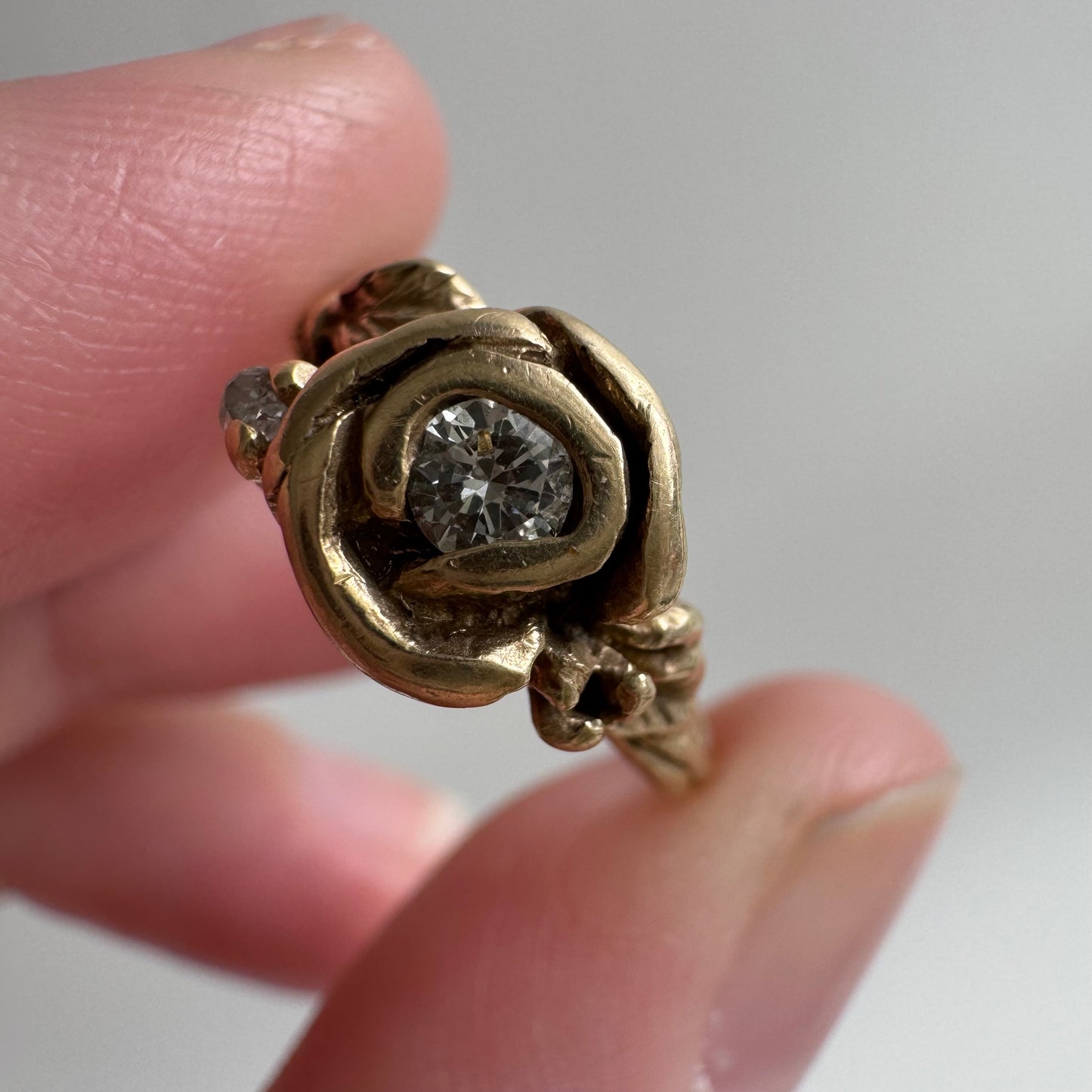 V I N T A G E // blooming love / 14k art nouveau inspired floral wedding set / size 5.25