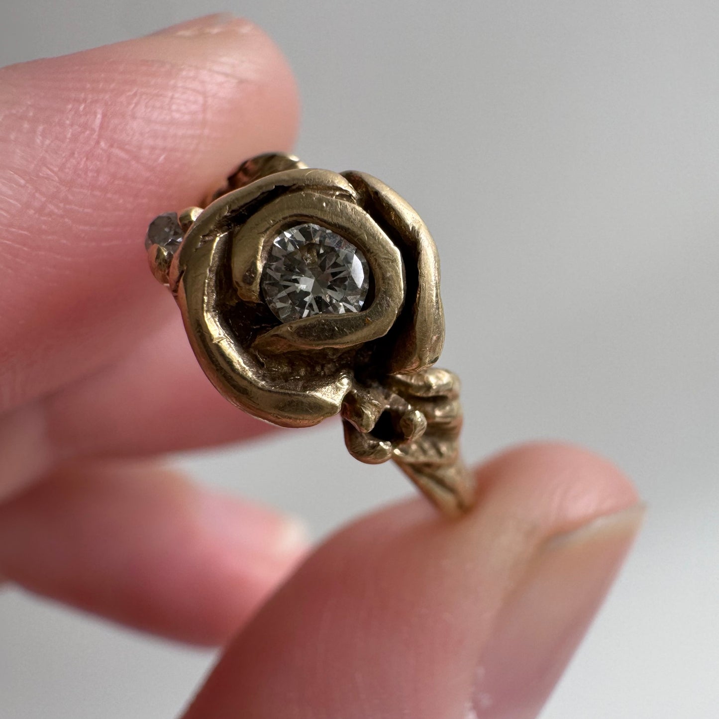 V I N T A G E // blooming love / 14k art nouveau inspired floral wedding set / size 5.25