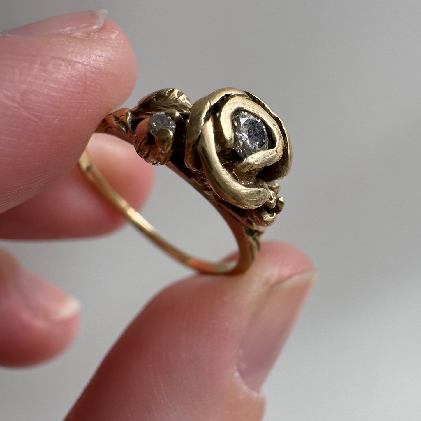 V I N T A G E // blooming love / 14k art nouveau inspired floral wedding set / size 5.25