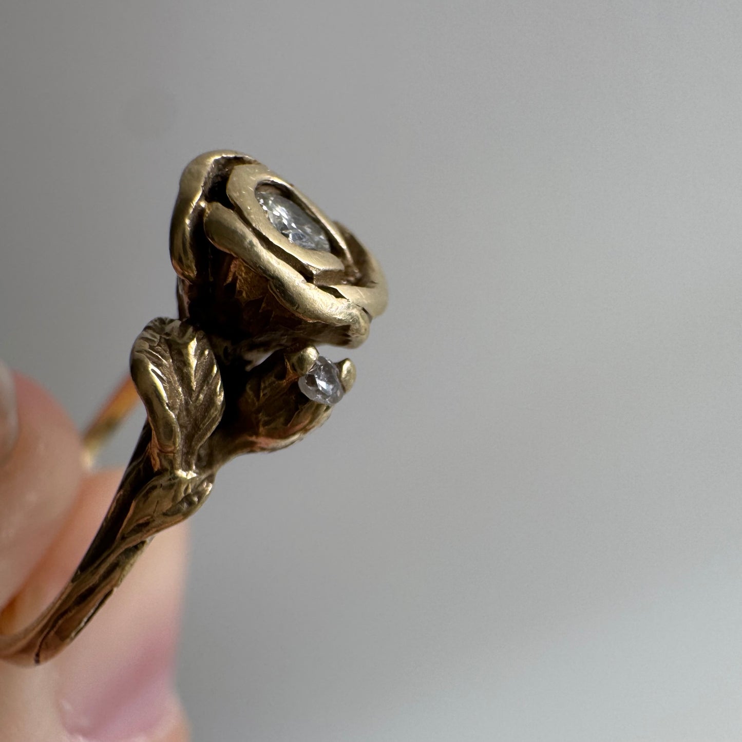 V I N T A G E // blooming love / 14k art nouveau inspired floral wedding set / size 5.25