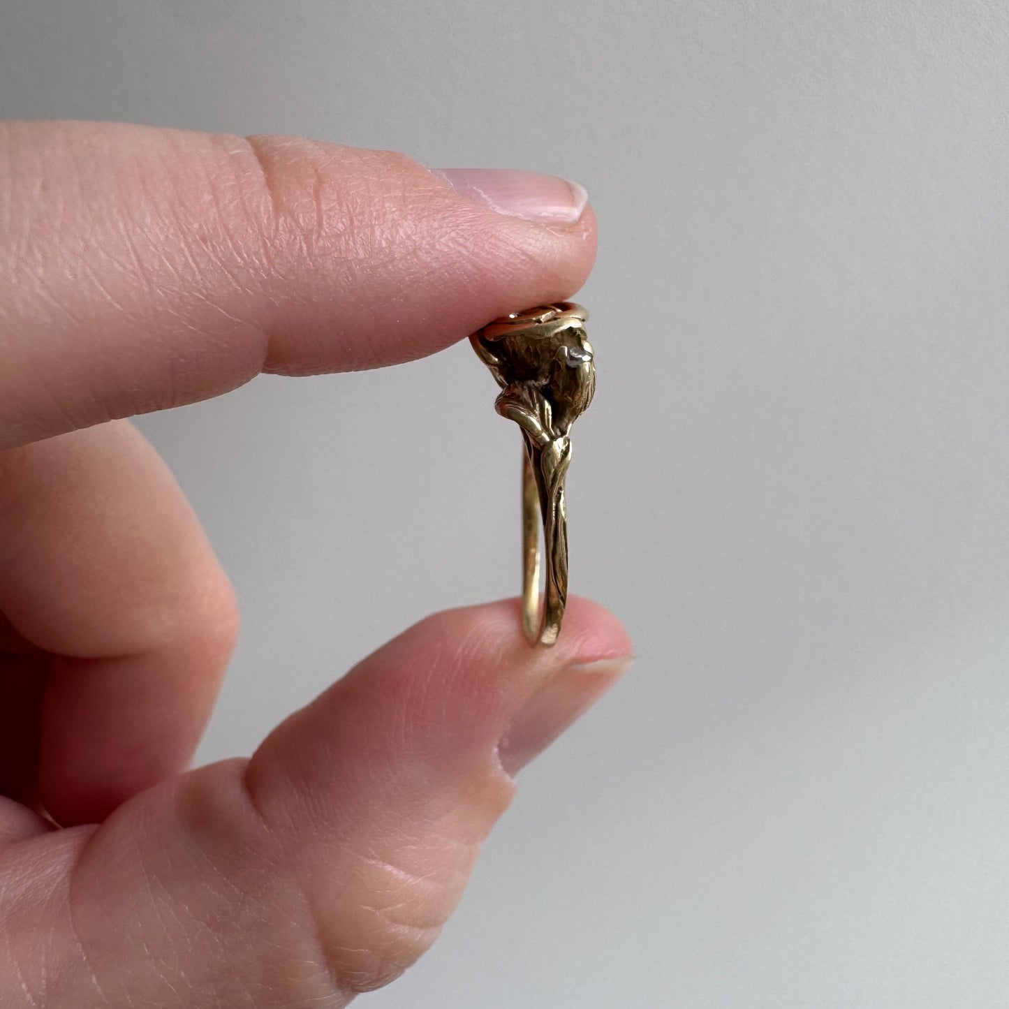 V I N T A G E // blooming love / 14k art nouveau inspired floral wedding set / size 5.25