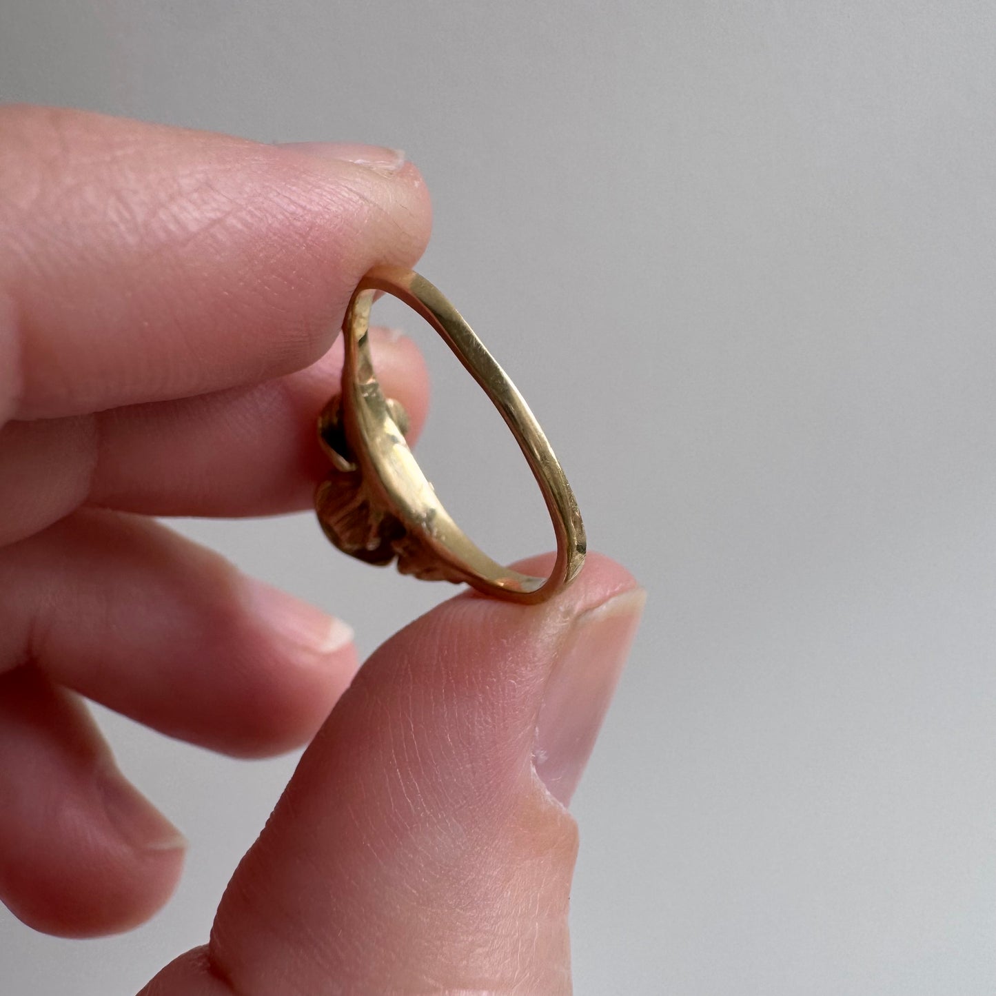 V I N T A G E // blooming love / 14k art nouveau inspired floral wedding set / size 5.25