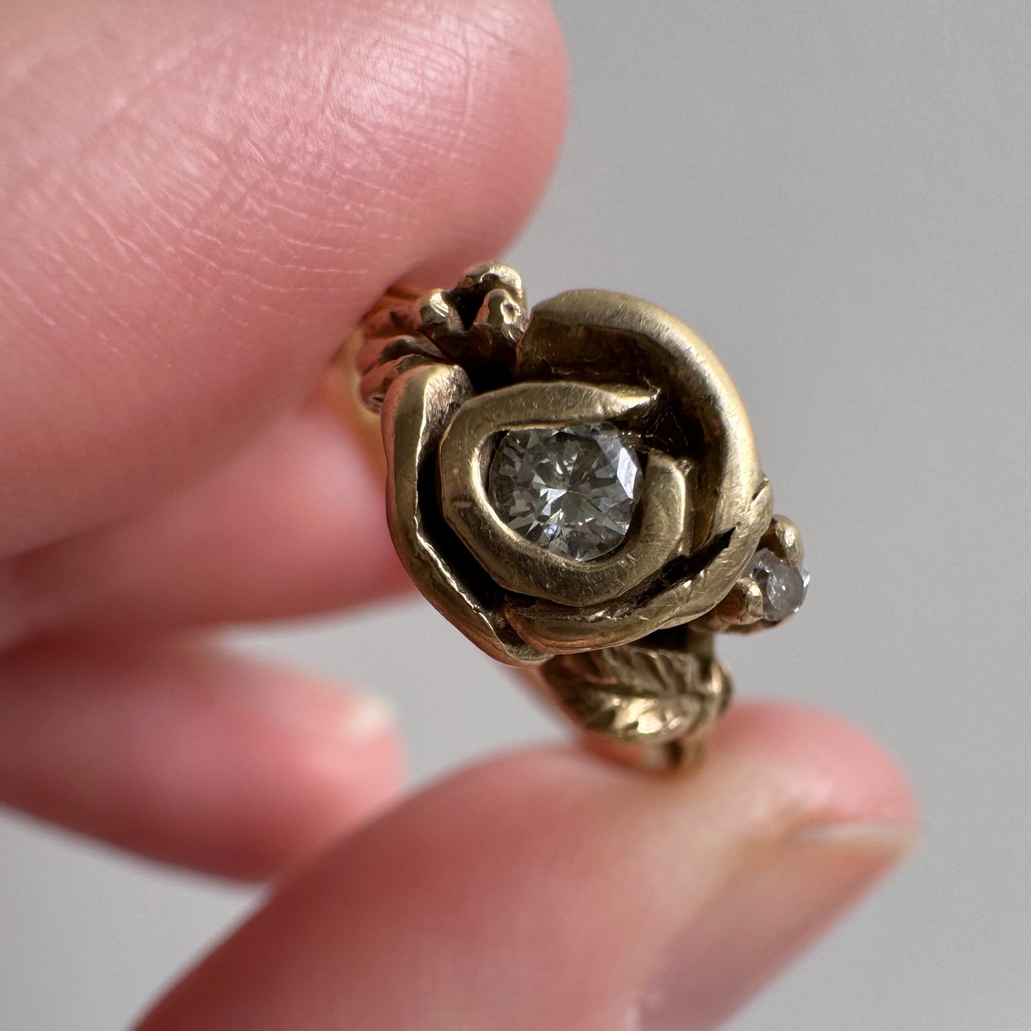 V I N T A G E // blooming love / 14k art nouveau inspired floral wedding set / size 5.25