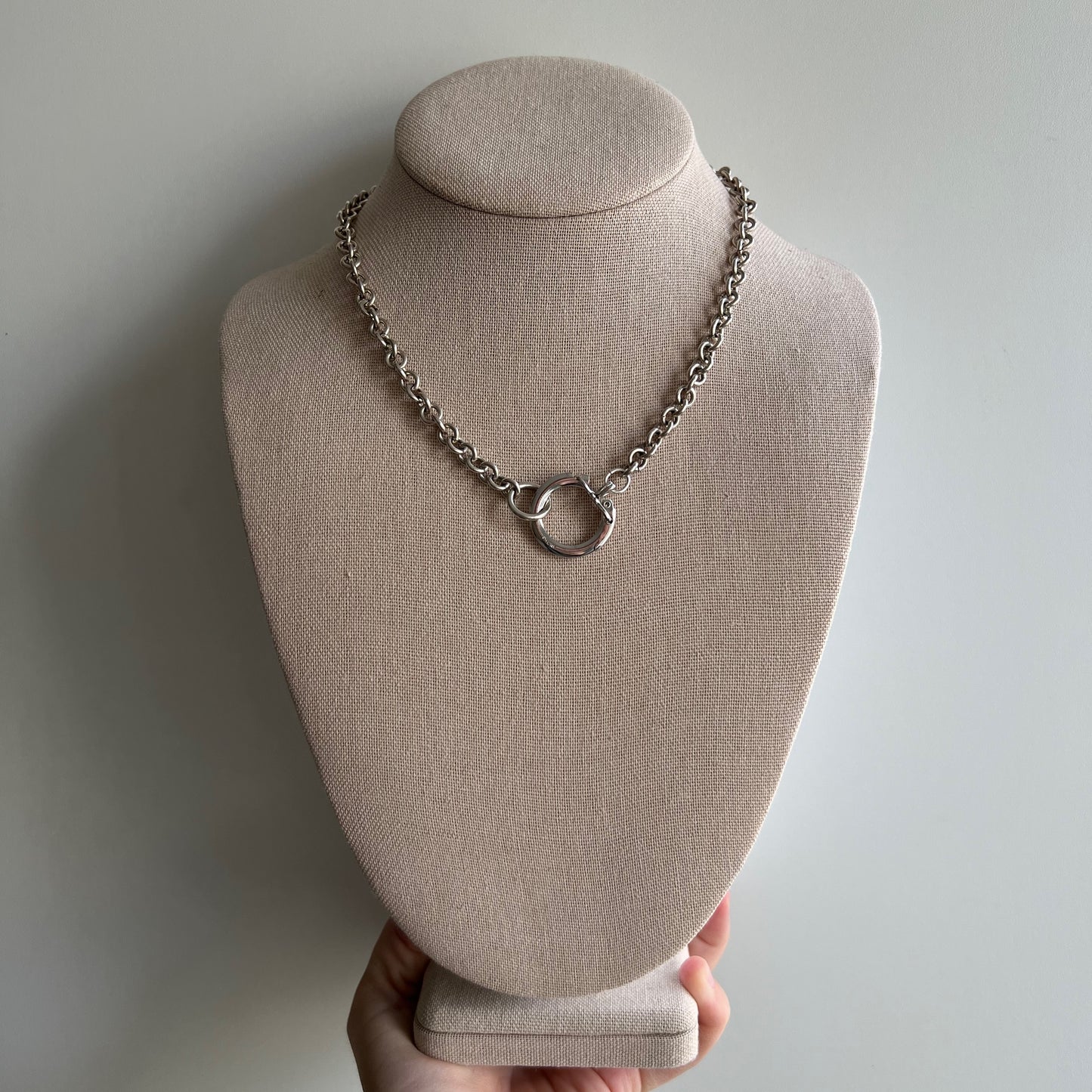 reimagined V I N T A G E // sterling silver cable chain with charm connector clasp / almost 17"