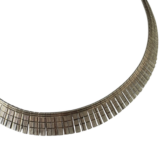 V I N T A G E // Cleopatra panels / sterling silver paneled fringe collar necklace / 17", 30.5g