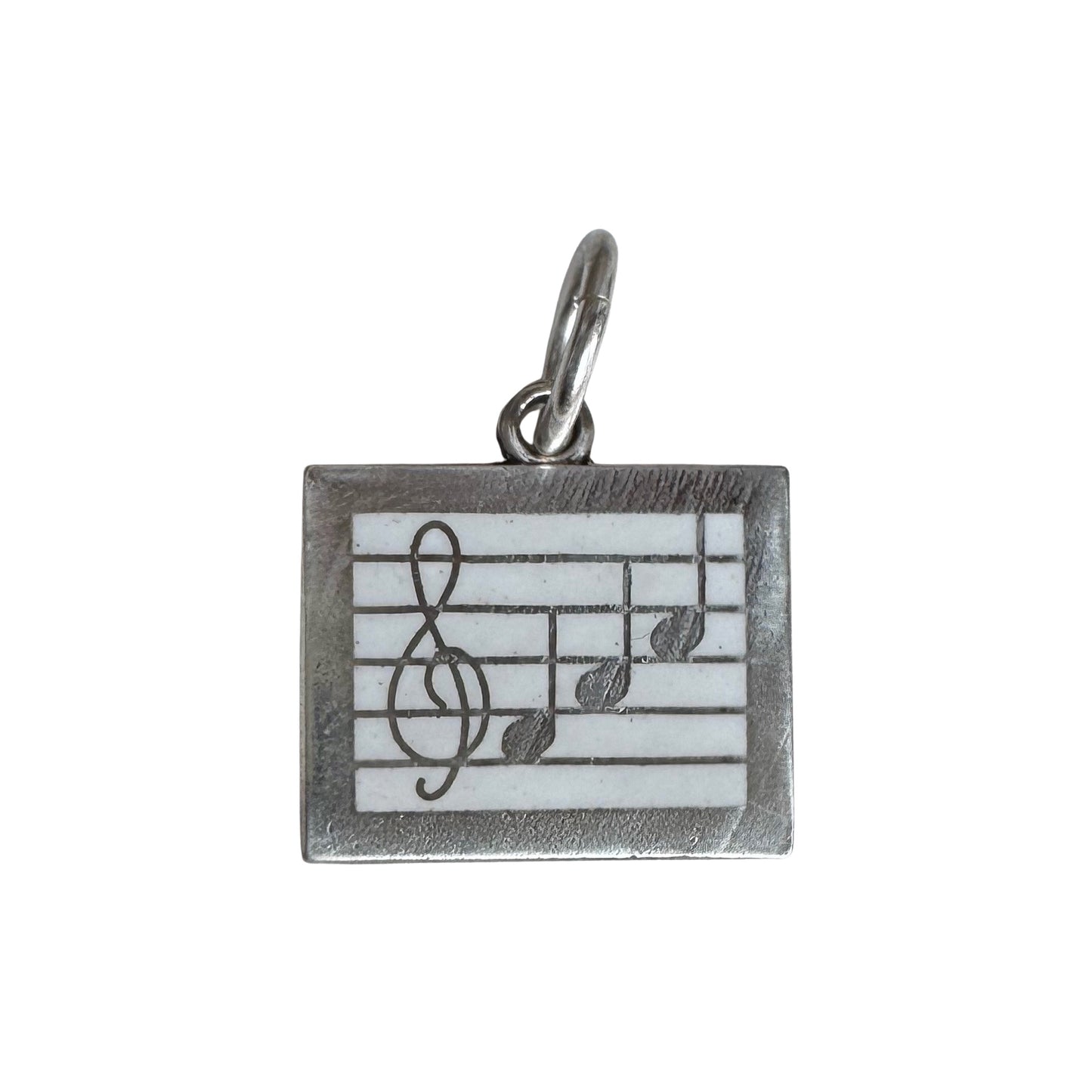 V I N T A G E // musical reminder / sterling silver and enamel musical staff / a pendant