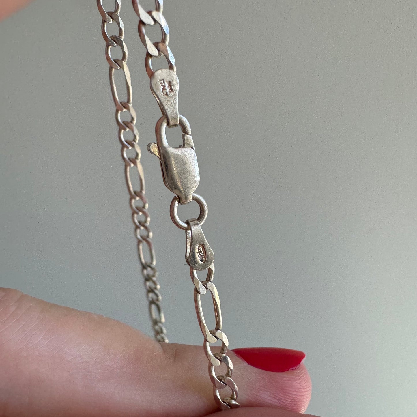 V I N T A G E // everyday figaro / sterling silver three-to-one figaro chain necklace / 23.75", 7.9g