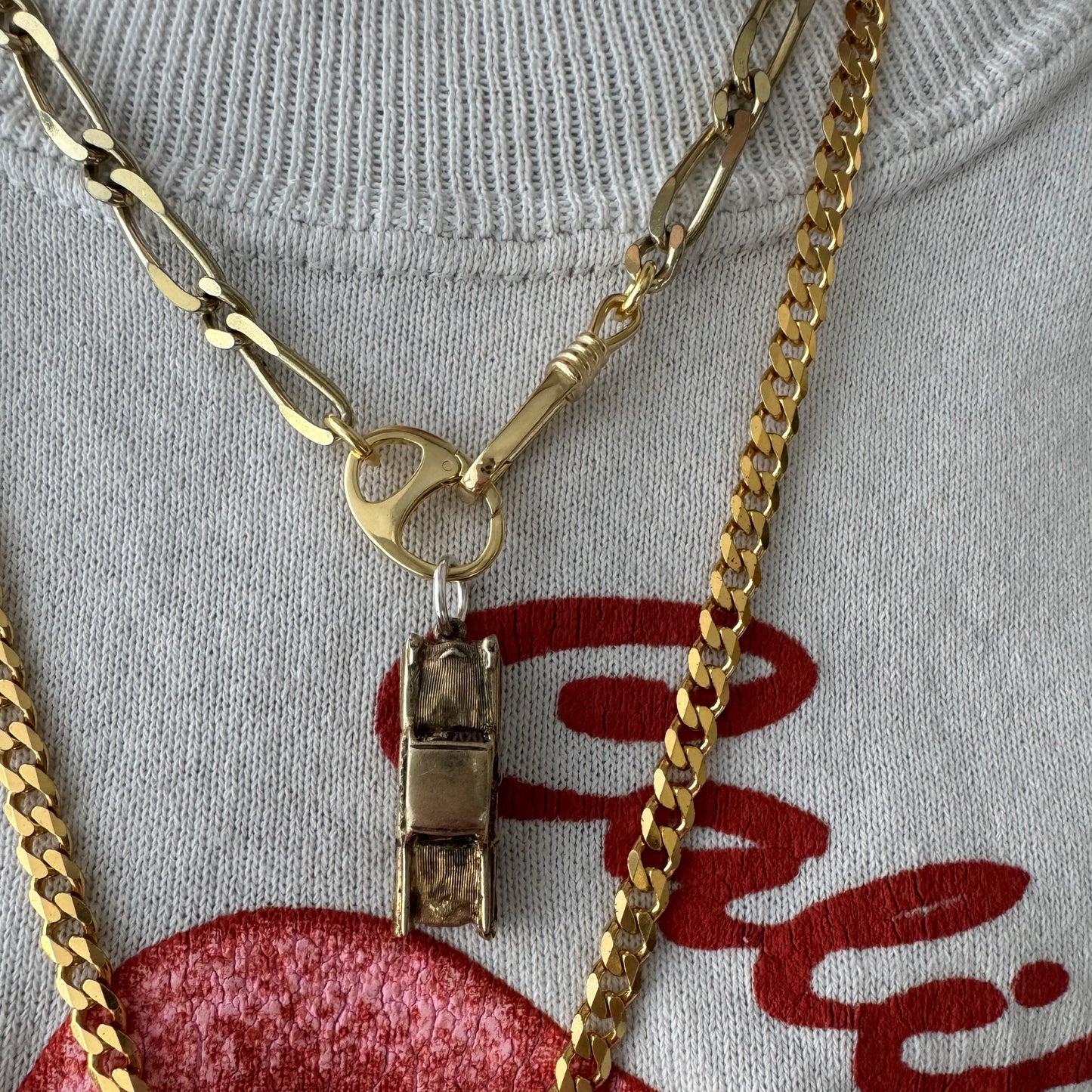 reimagined V I N T A G E // modern day watch chain / re-worked gold over sterling silver one-to-one figaro chain / 18", 21.5g