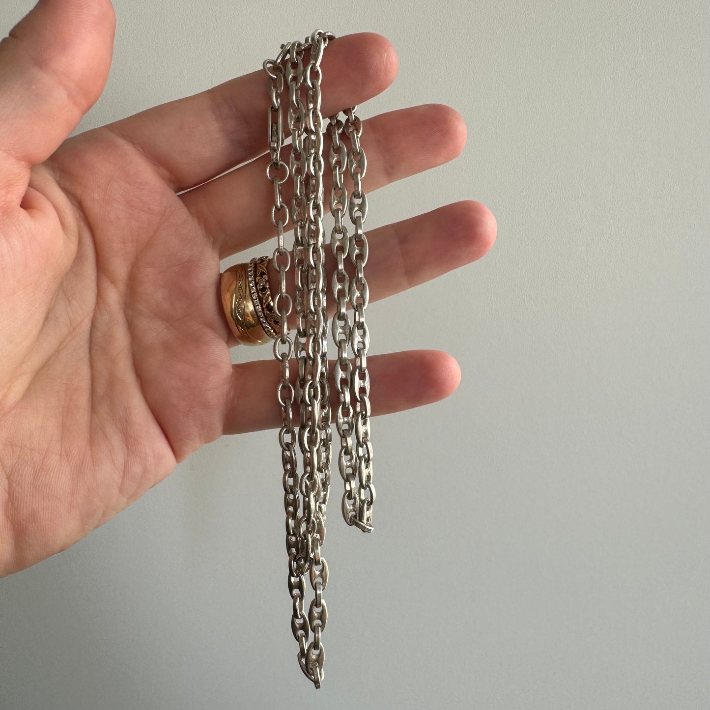 V I N T A G E // mariner cable / sterling silver gucci style mariner and cable link chain / 30.25", 26g