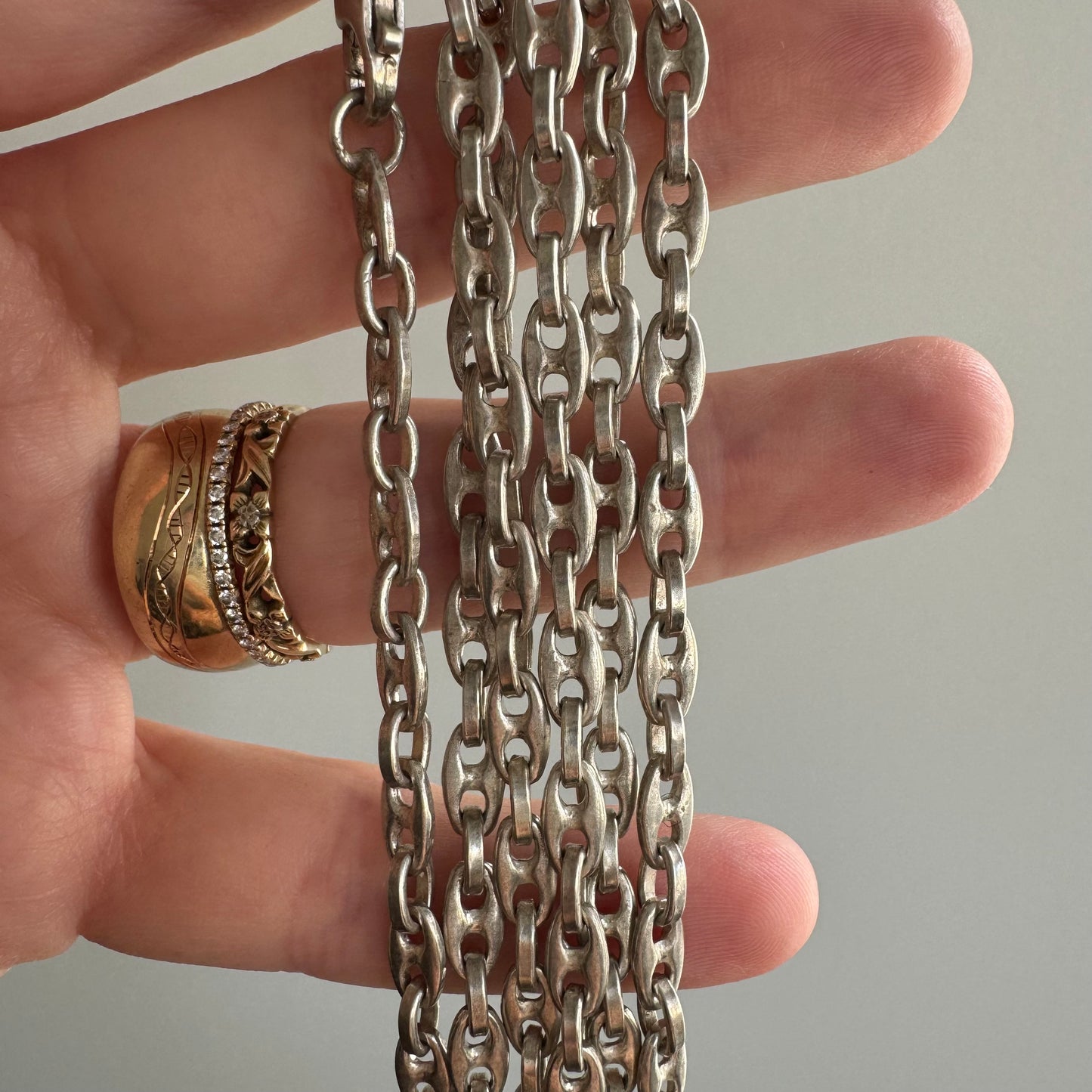 V I N T A G E // mariner cable / sterling silver gucci style mariner and cable link chain / 30.25", 26g