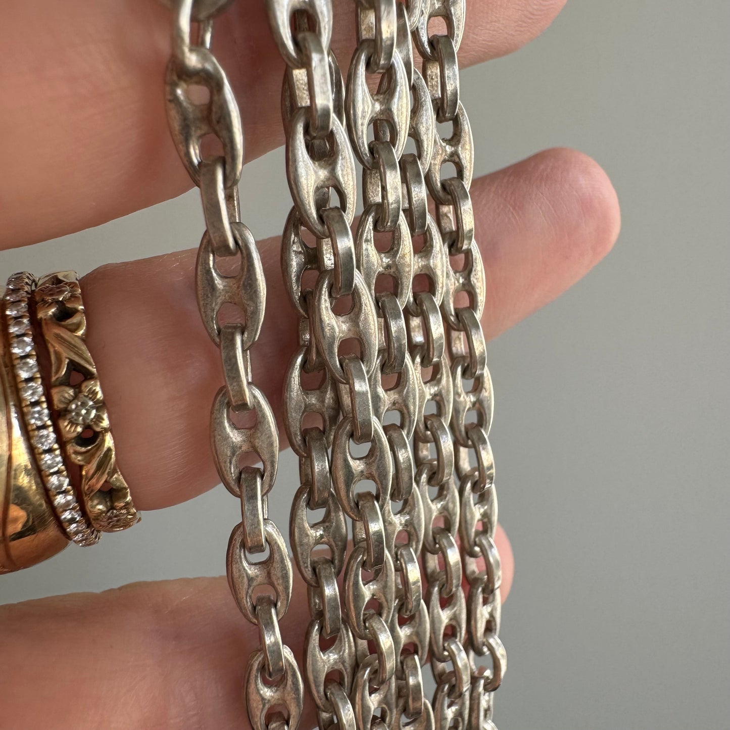 V I N T A G E // mariner cable / sterling silver gucci style mariner and cable link chain / 30.25", 26g