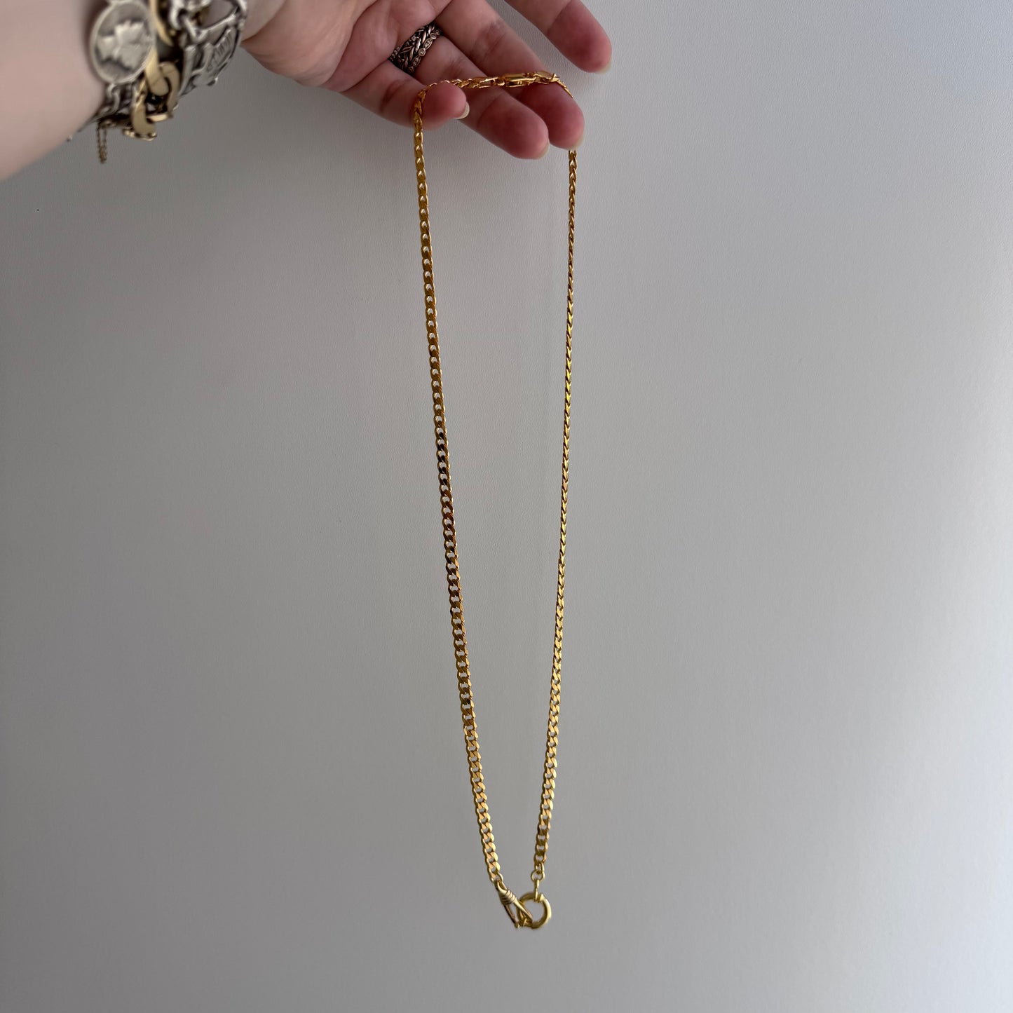reimagined V I N T A G E // modern day watch chain / re-worked gold over sterling silver one-to-one figaro chain / 23.75", 21.6g