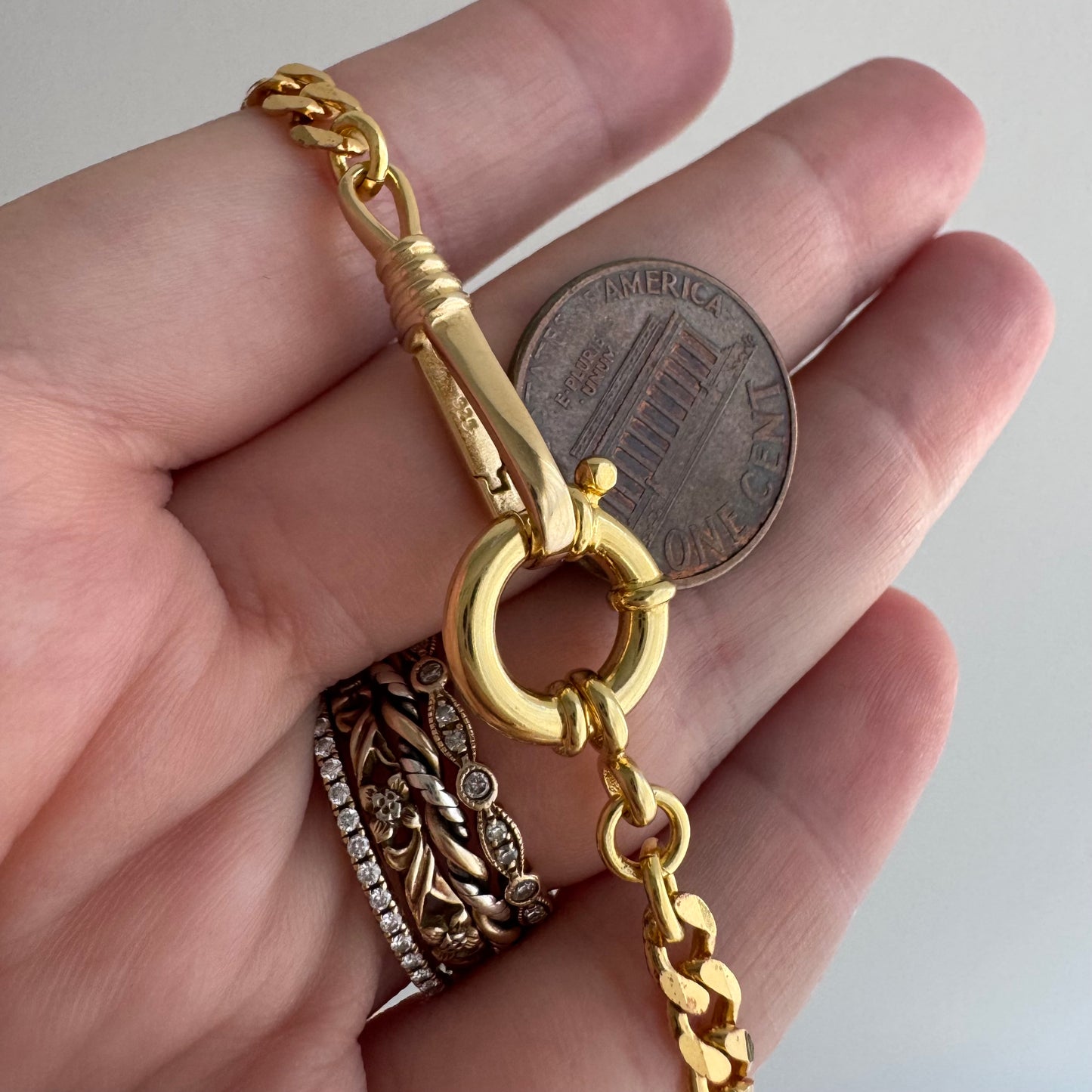 reimagined V I N T A G E // modern day watch chain / re-worked gold over sterling silver one-to-one figaro chain / 23.75", 21.6g